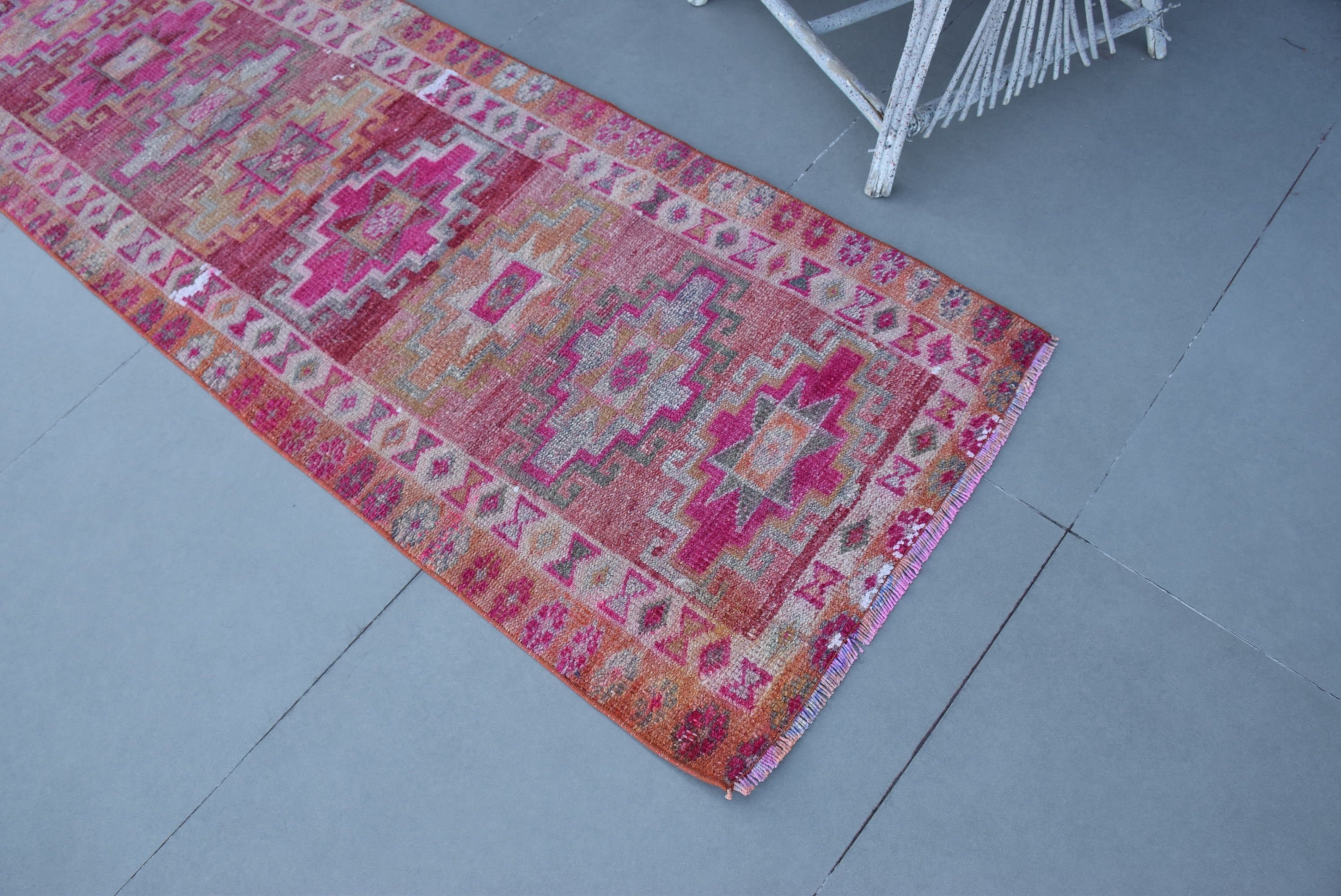 Pink Moroccan Rug, Turkish Rug, Kitchen Rug, Rugs for Runner, Anatolian Rug, 2.5x8.8 ft Runner Rug, Home Decor Rugs, Old Rug, Vintage Rugs