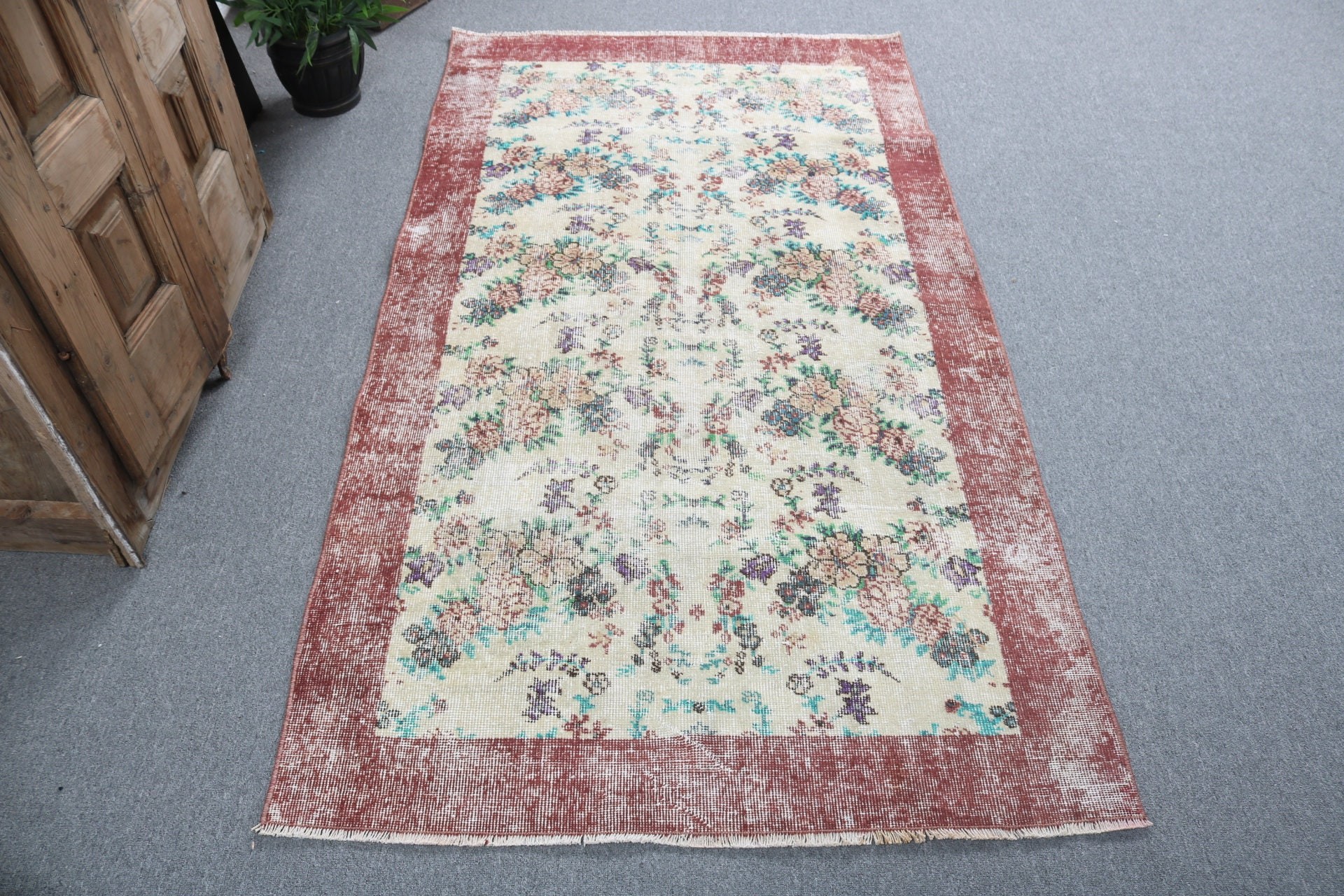 Vintage Halılar, Antika Halılar, Dekoratif Halı, Mutfak Halıları, Boho Halıları, Türk Halısı, Anadolu Halıları, Yeşil 3.6x6.6 ft Accent Halı