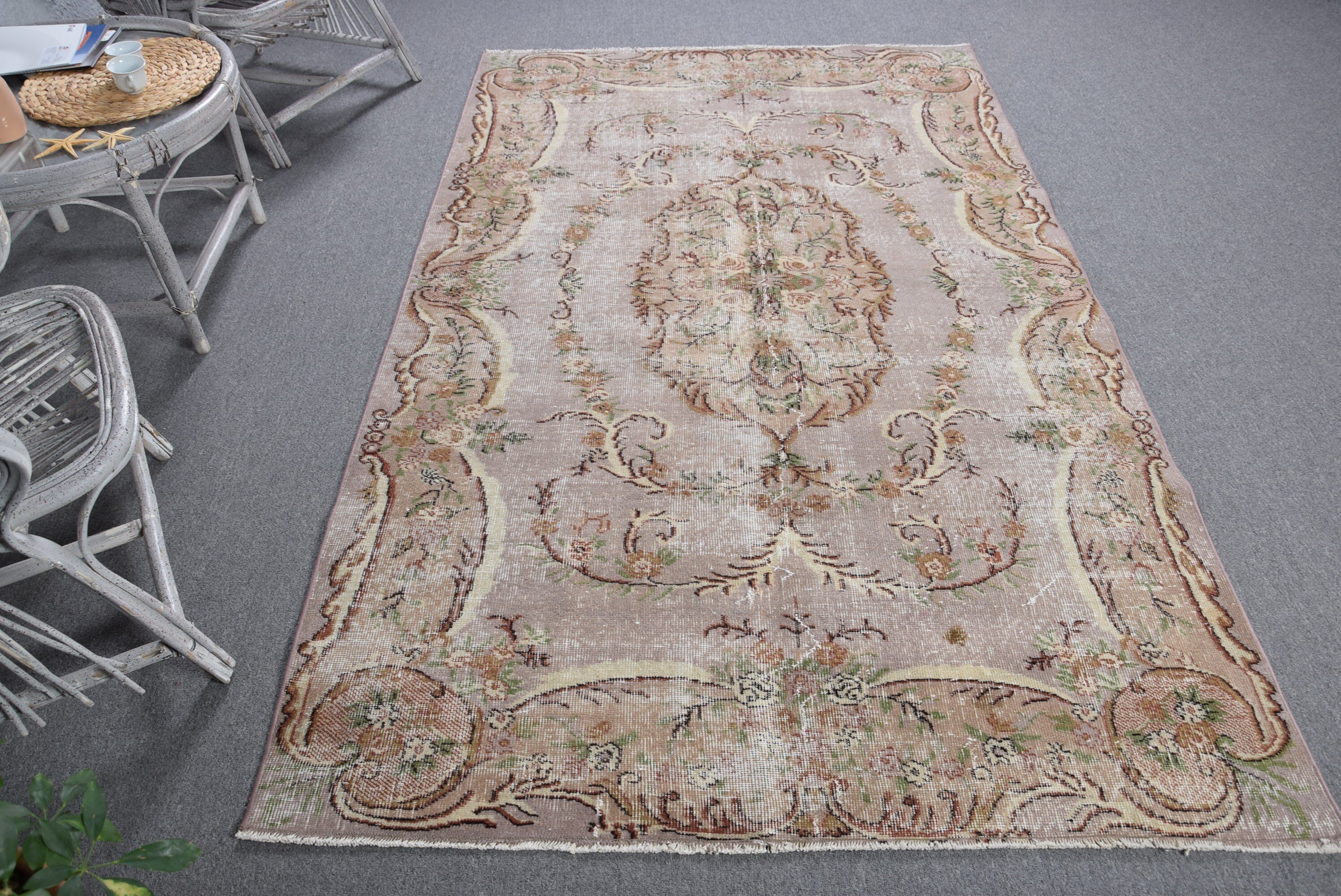 Oushak Rug, Vintage Rugs, Gray Moroccan Rug, Turkish Rug, Home Decor Rug, 4.7x7.9 ft Area Rug, Bedroom Rug, Bright Rug, Floor Rug, Art Rug