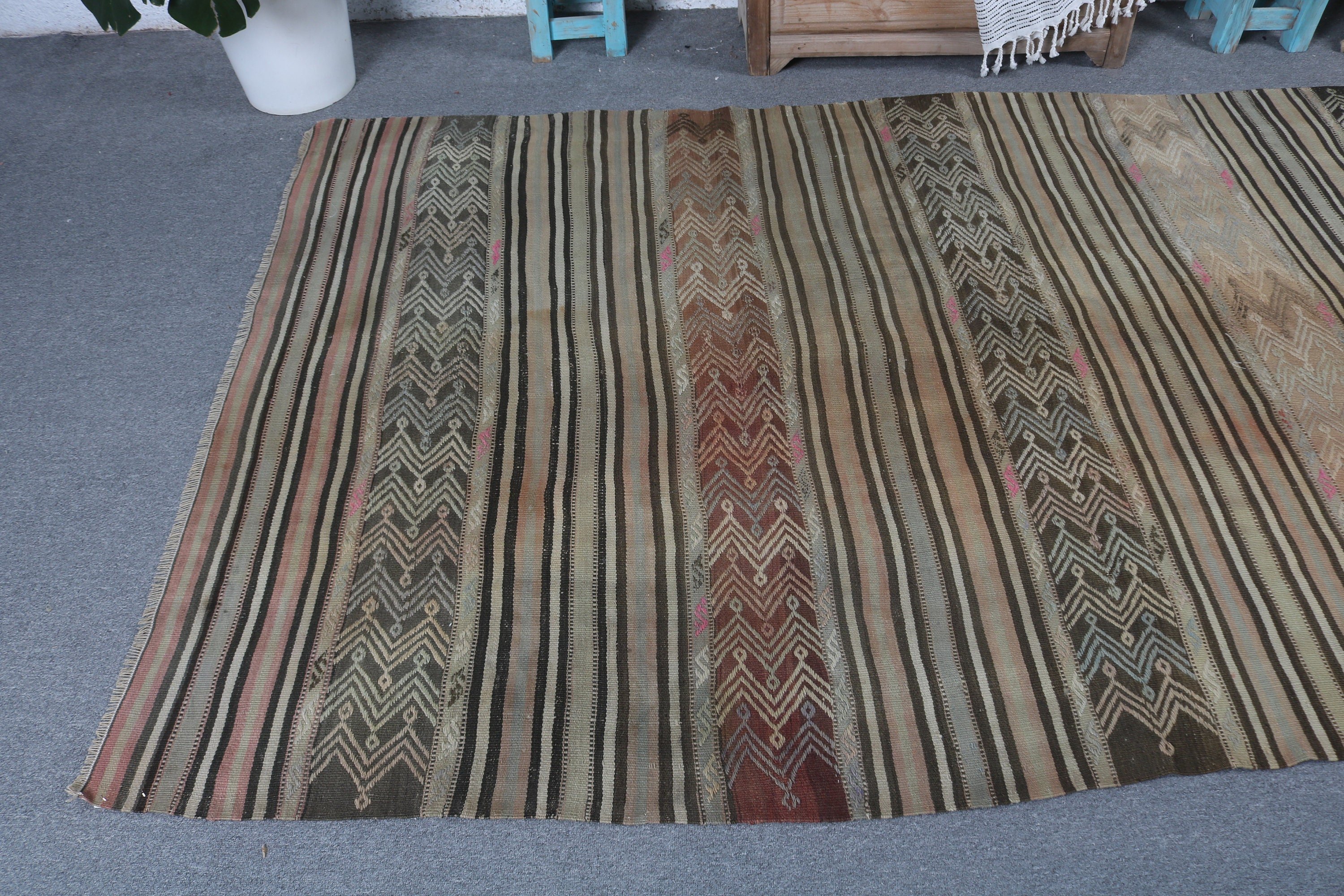 Rugs for Floor, 4.7x7.9 ft Area Rugs, Vintage Rugs, Green Kitchen Rug, Turkish Rug, Boho Rugs, Moroccan Rugs, Kilim, Living Room Rugs