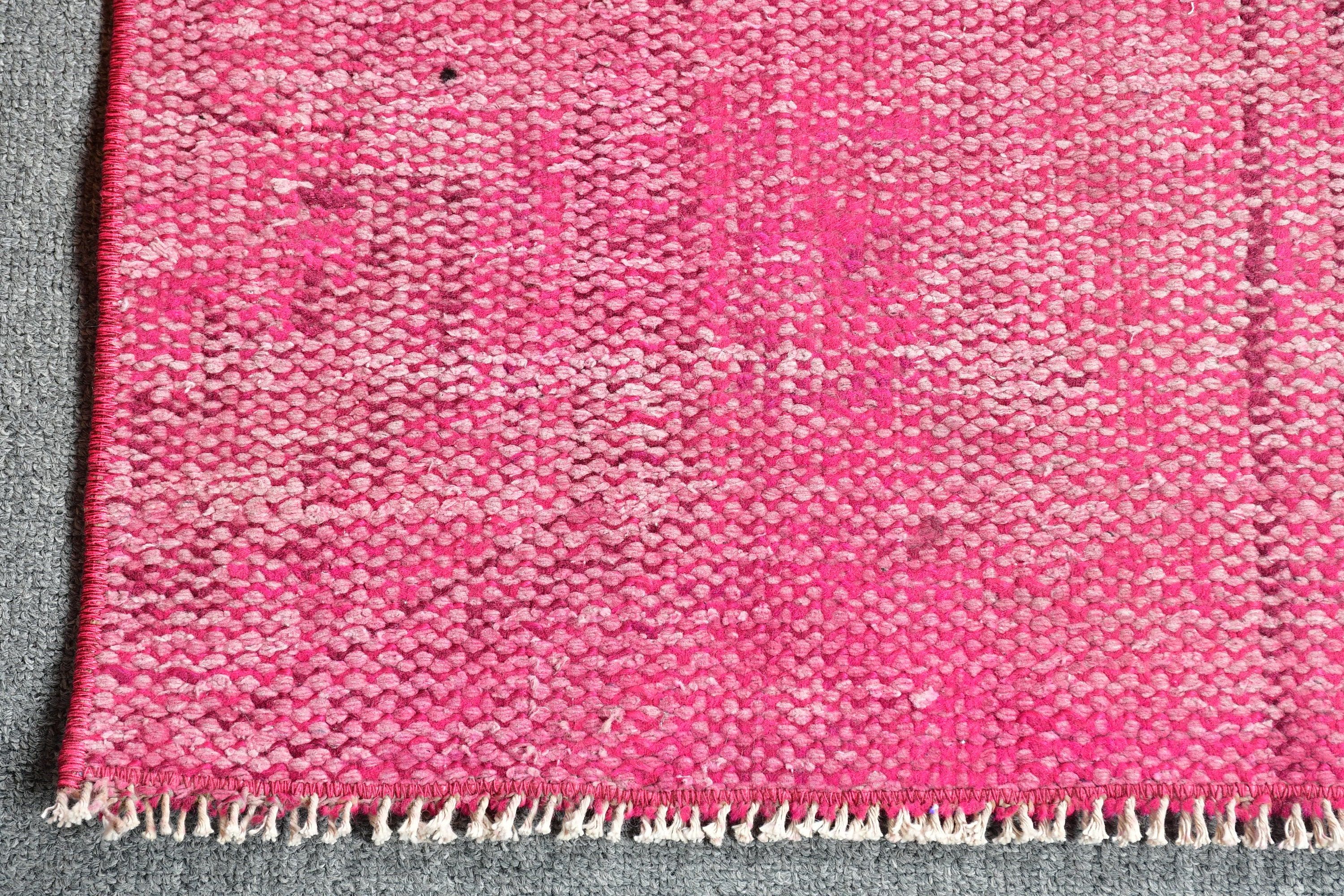 Wall Hanging Rug, Bathroom Rug, Kitchen Rug, Custom Rug, Turkish Rug, 1.7x3.5 ft Small Rug, Vintage Rug, Pink Home Decor Rugs