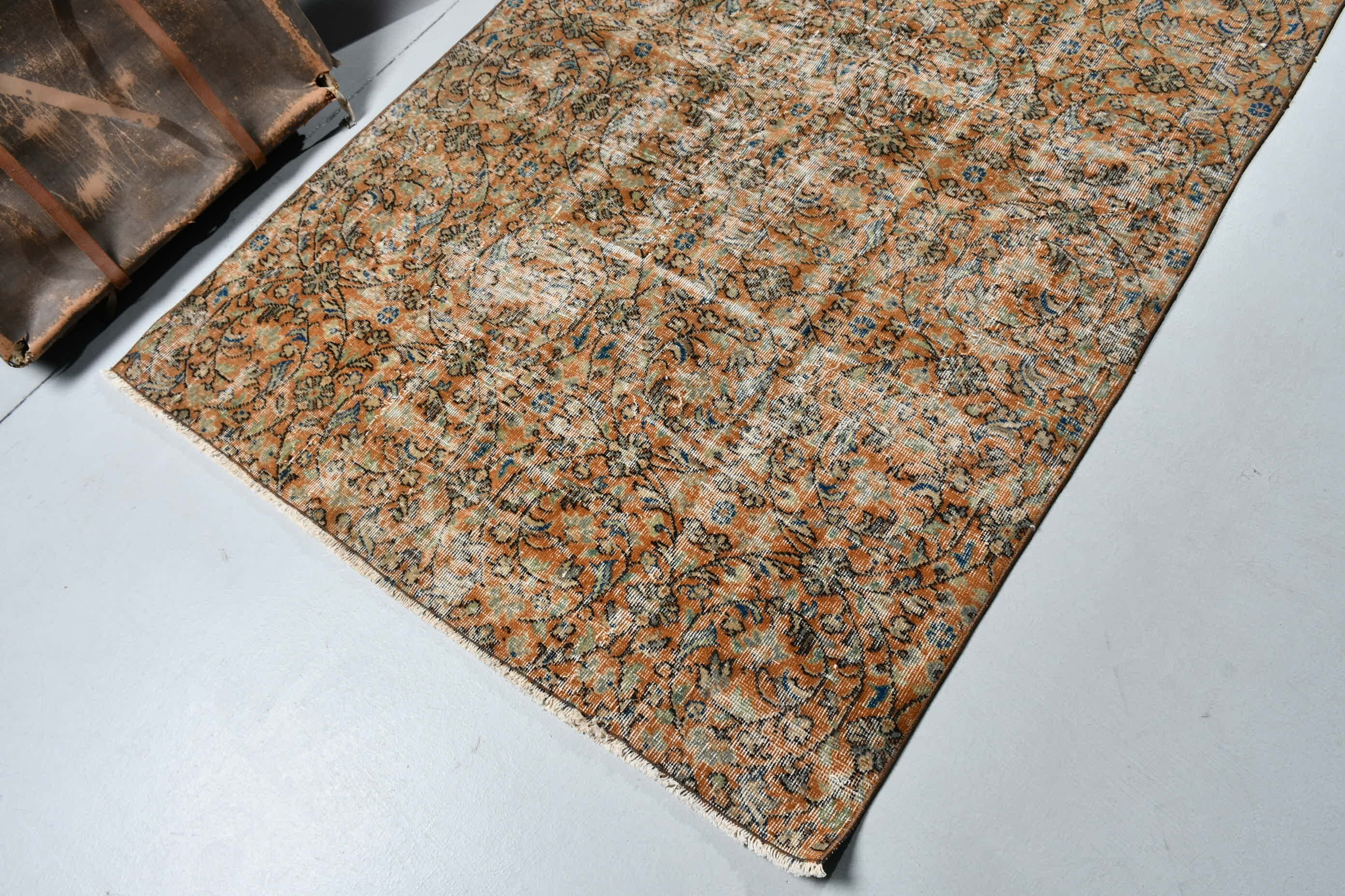 Oturma Odası Halıları, İç Mekan Halısı, Soğuk Halı, Kabile Halısı, Türk Halısı, Turuncu 4.3x6.2 ft Alan Halıları, Vintage Halı