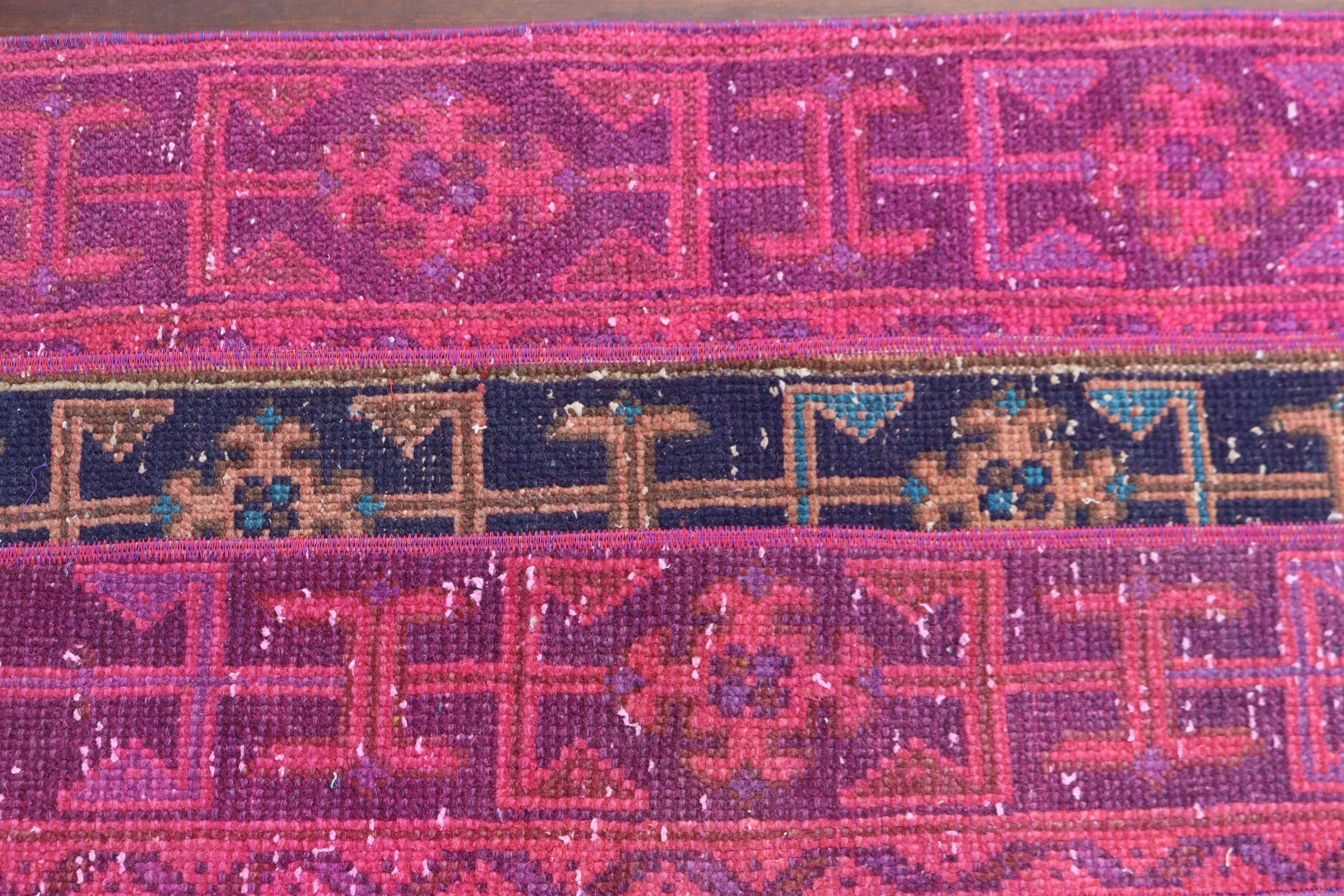 1.6x3.6 ft Küçük Halı, Geometrik Halı, Tribal Halı, Paspas Halıları, Giriş Halıları, Vintage Halı, El Dokuma Halılar, Pembe El Dokuma Halı, Türk Halısı