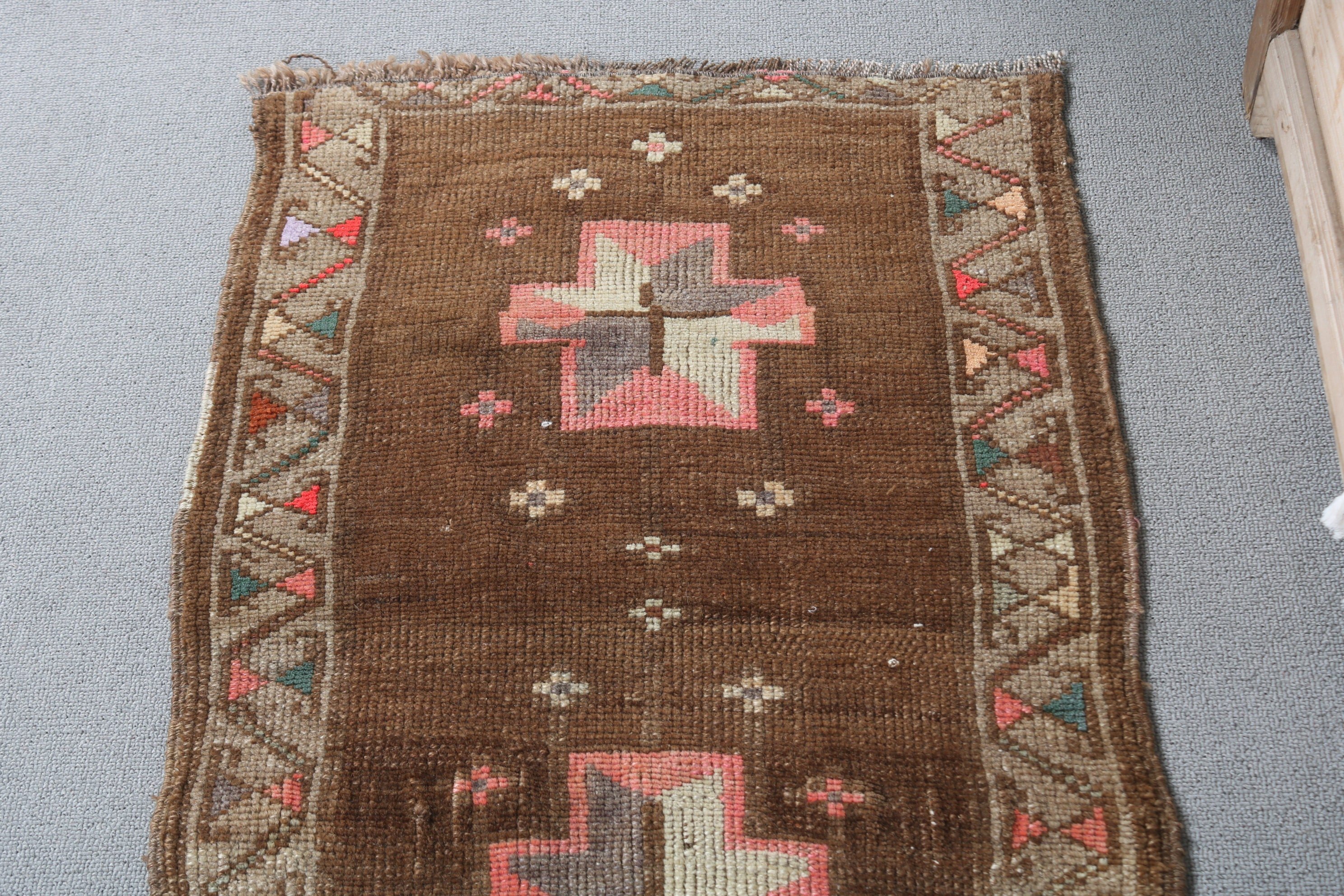 Vintage Rug, Home Decor Rugs, Door Mat Rug, Brown Kitchen Rugs, Turkish Rugs, Anatolian Rug, 1.7x2.8 ft Small Rugs, Wall Hanging Rug