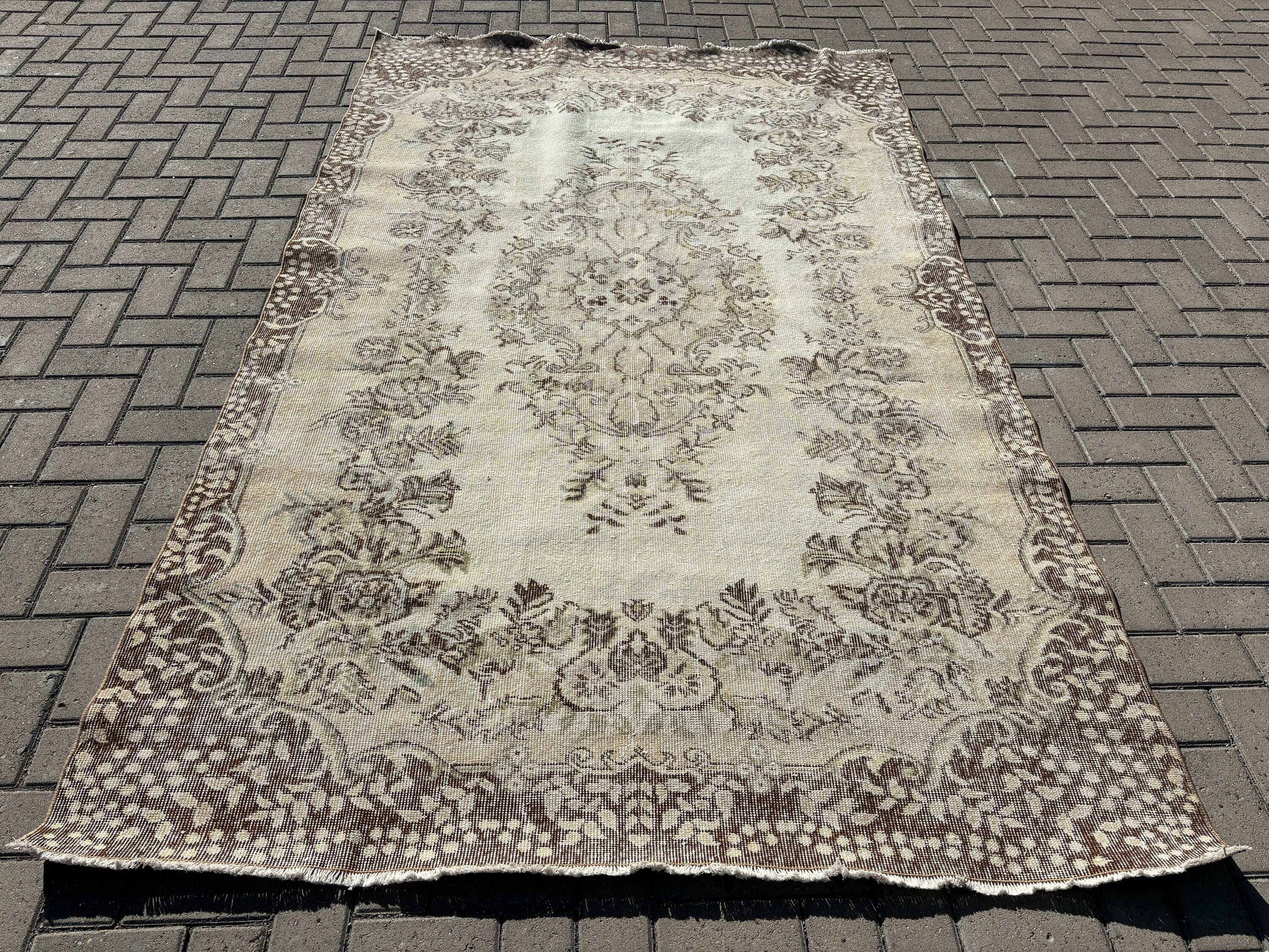 Türk Halıları, Yemek Odası Halıları, Nötr Halı, Vintage Halı, 5.6x9 ft Büyük Halılar, Geometrik Halılar, Büyük Boho Halı, Yer Halısı, Bej Antika Halı