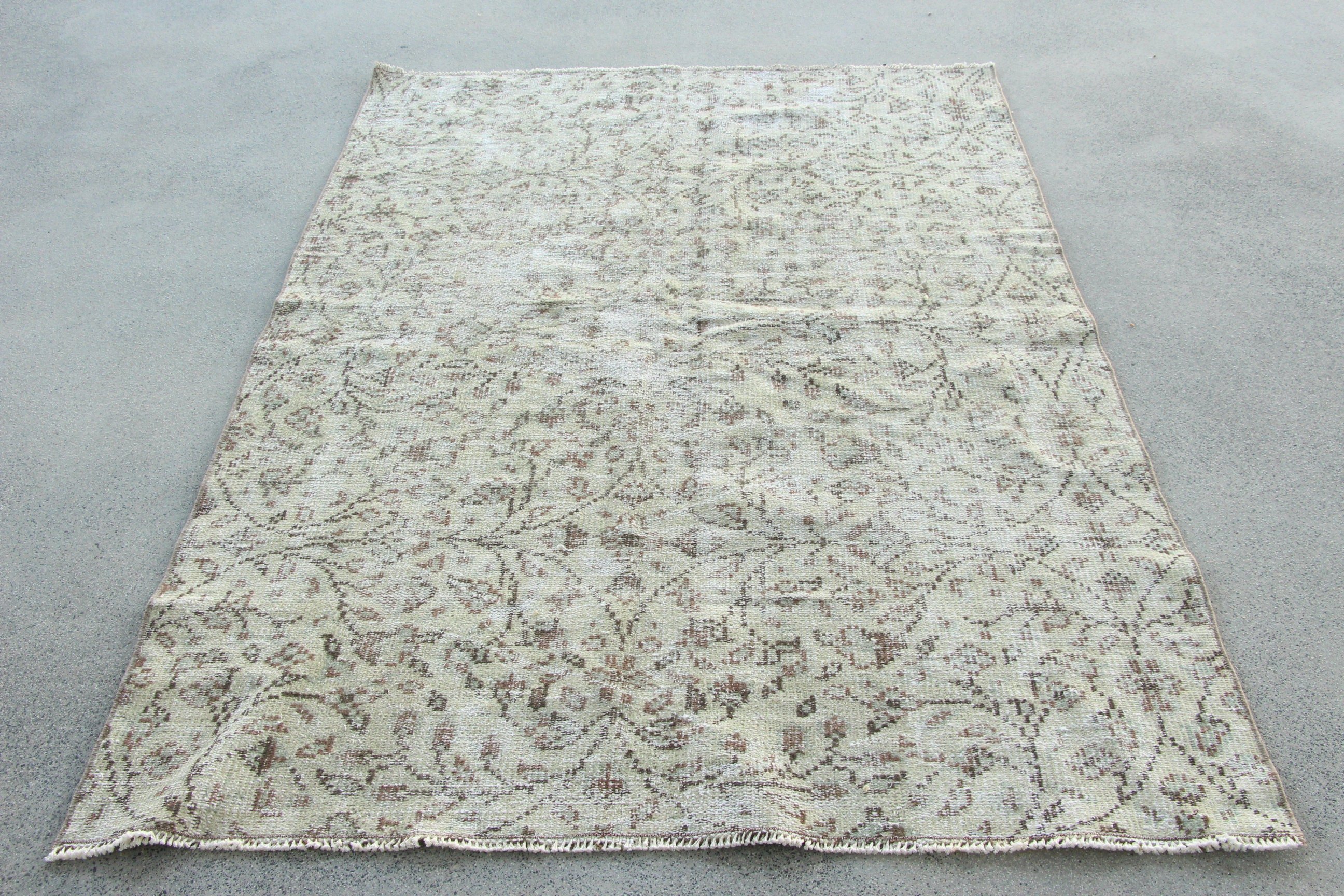 4.4x6.9 ft Alan Halıları, Bej Lüks Halı, Vintage Halılar, Oturma Odası Halıları, Türk Halıları, Mutfak Halısı, Ev Dekor Halısı, Vintage Alan Halısı