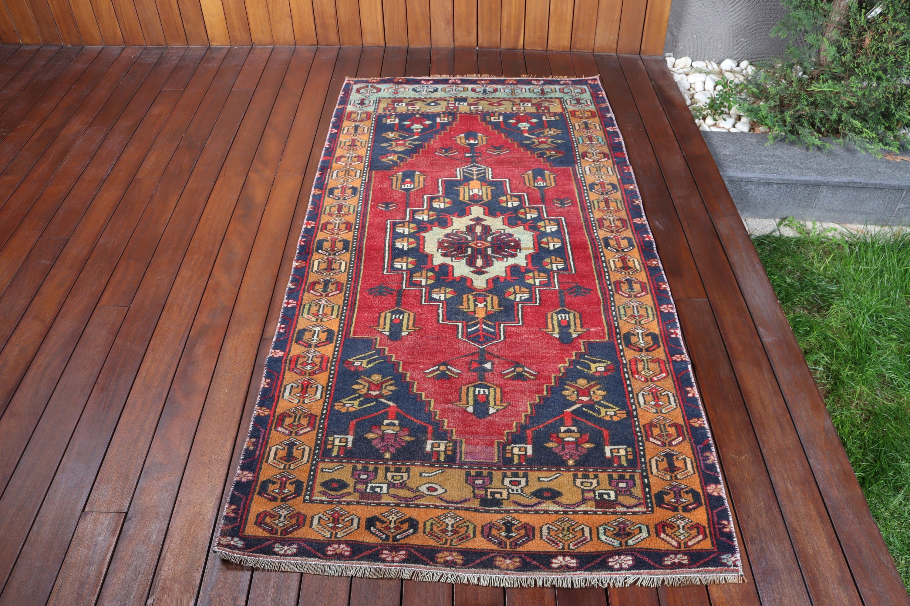 Boho Accent Halıları, Türk Halısı, 3,3x6,5 ft Accent Halıları, Kırmızı Mutfak Halısı, Vintage Halılar, Giriş Halısı, Anadolu Halısı, Sanatsal Halılar, Mutfak Halısı