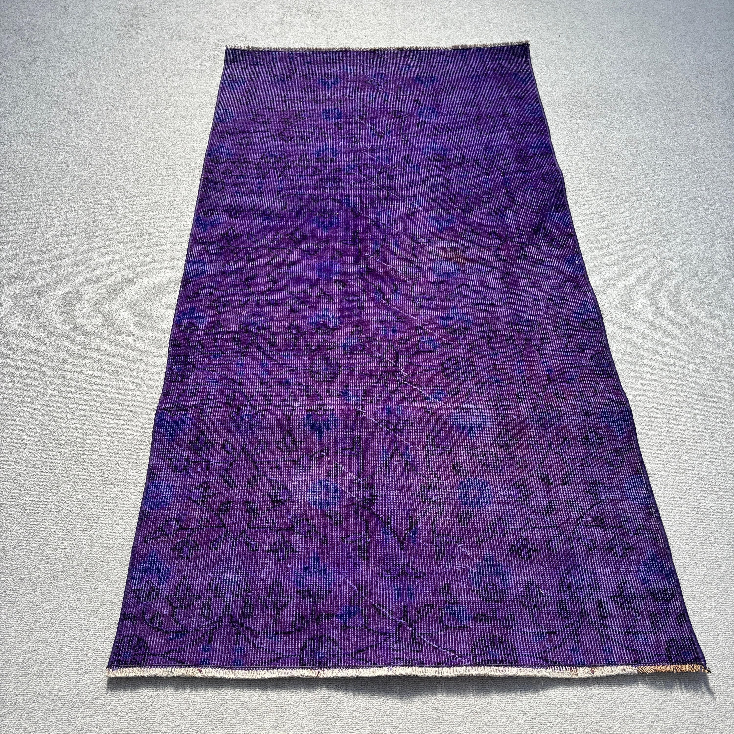 Boho Accent Rugs, 3x5.9 ft Accent Rug, Anatolian Rugs, Vintage Rug, Purple Kitchen Rug, Rugs for Accent, Turkish Rugs