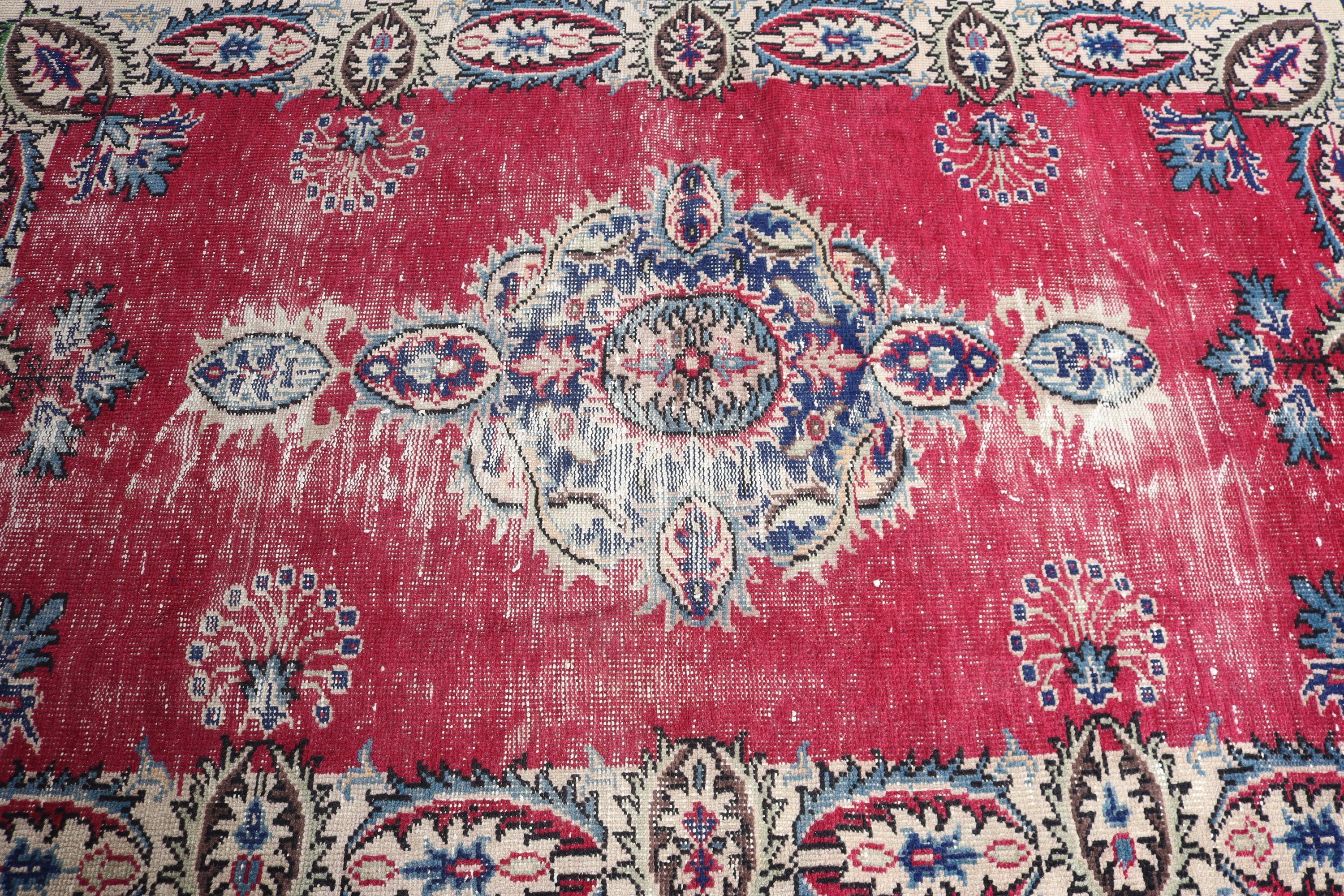 Vintage Halı, Oushak Bölge Halıları, Vintage Alan Halıları, Organik Halılar, 4,5x6,9 ft Alan Halıları, Kırmızı Fas Halısı, Lüks Halılar, Türk Halıları, Boho Halı