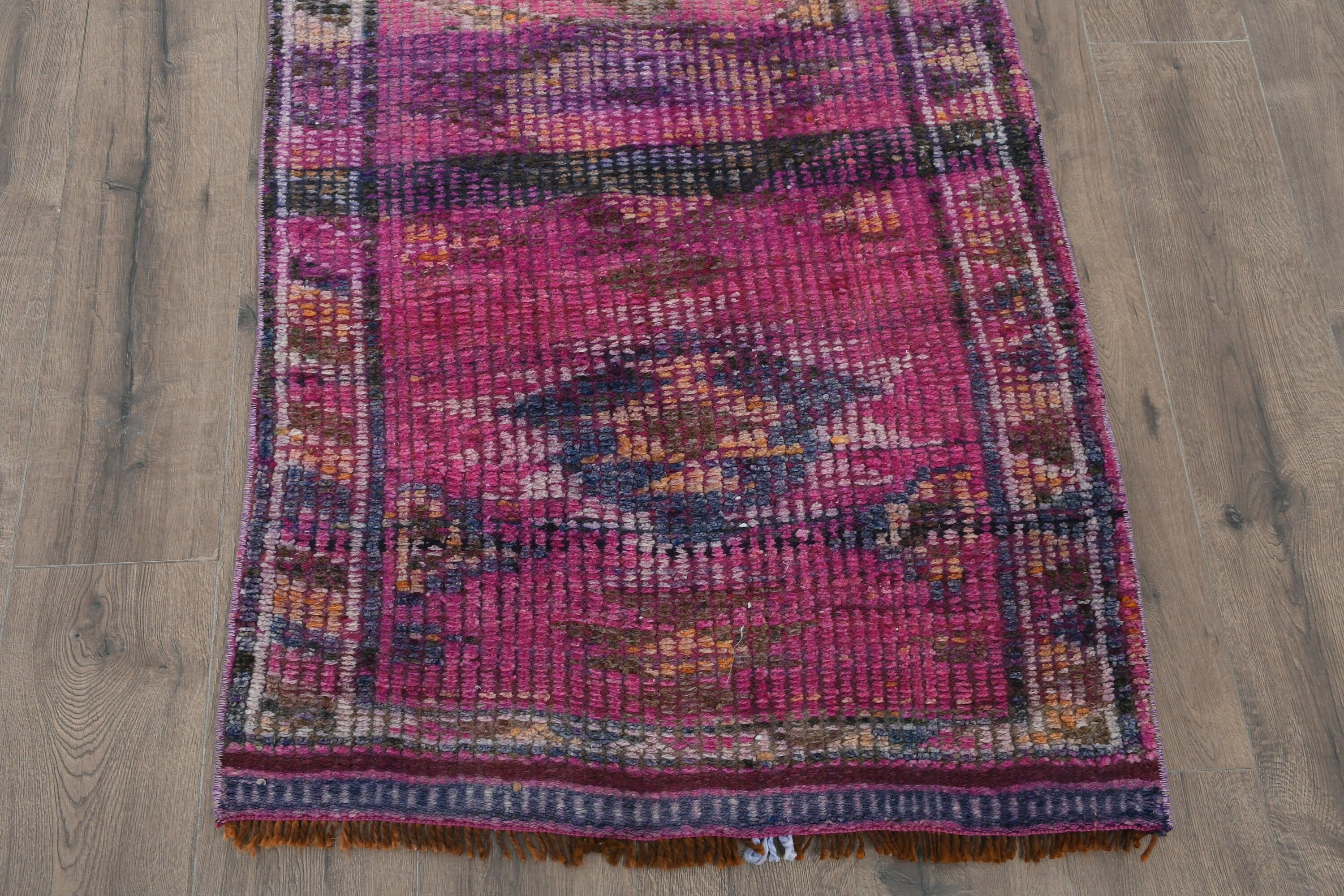 Oushak Rug, Wool Rug, Vintage Rugs, Rugs for Hallway, Turkish Rugs, Corridor Rug, 2.8x10.2 ft Runner Rug, Pink Bedroom Rugs, Hallway Rug