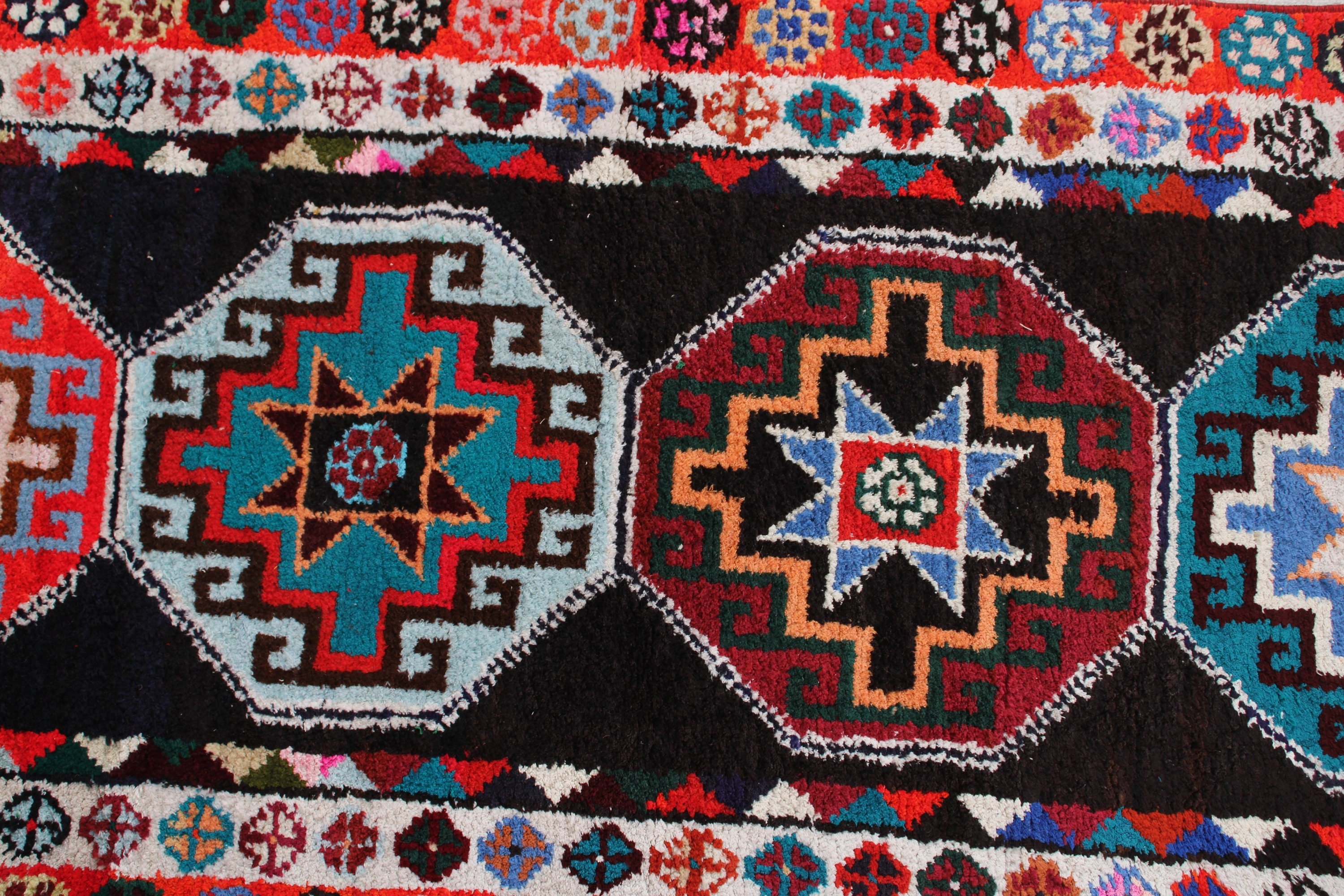 Boho Halı, Türk Halıları, 2.4x3.5 ft Küçük Halı, Küçük Vintage Halı, Vintage Halılar, Anadolu Halıları, Giriş Halıları, Mavi Geometrik Halı, Modern Halılar