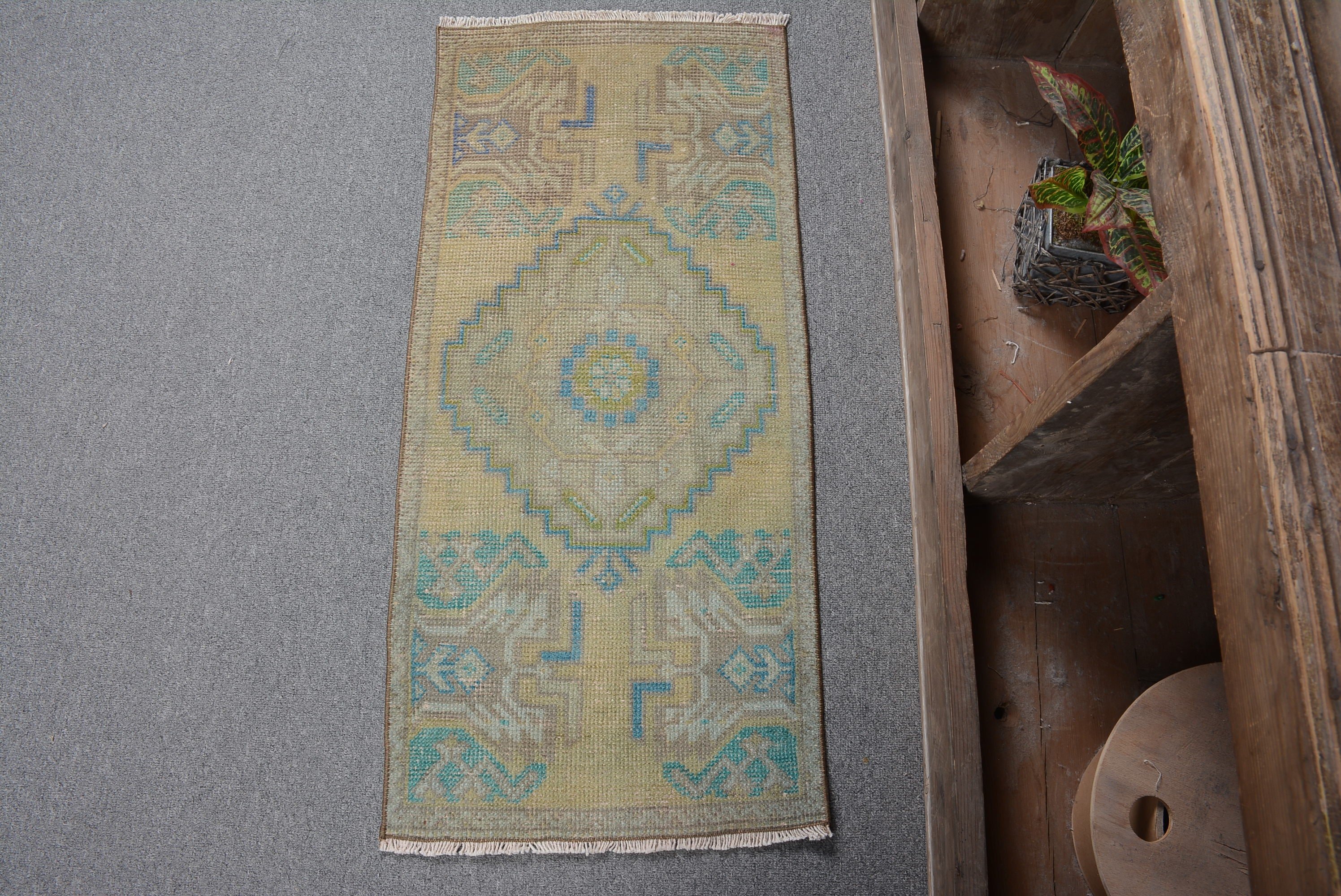 Kitchen Rugs, Bedroom Rug, Car Mat Rug, Home Decor Rug, 1.4x3.1 ft Small Rug, Vintage Rug, Cute Rug, Turkish Rugs, Green Oriental Rug