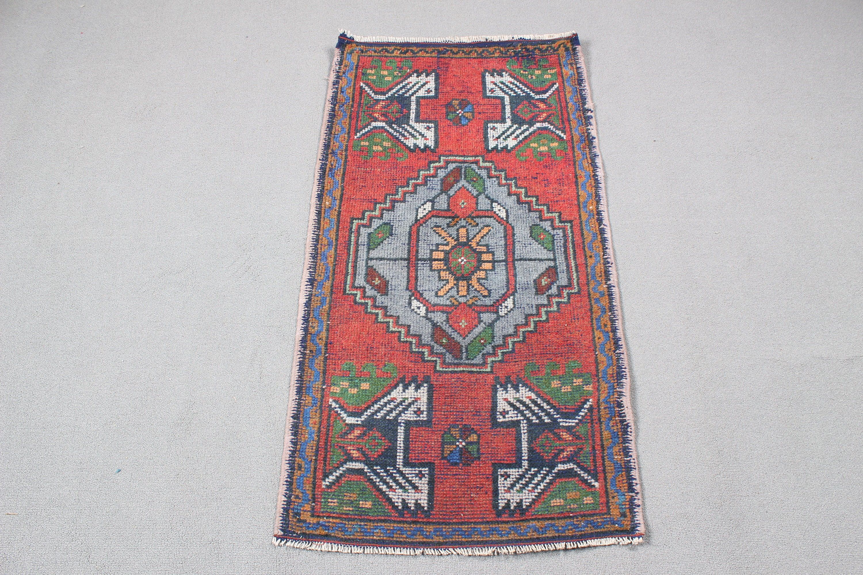 Kitchen Rugs, Cool Rug, 1.8x3.5 ft Small Rug, Red Handwoven Rug, Bath Rugs, Boho Rug, Rugs for Entry, Turkish Rugs, Floor Rug, Vintage Rugs