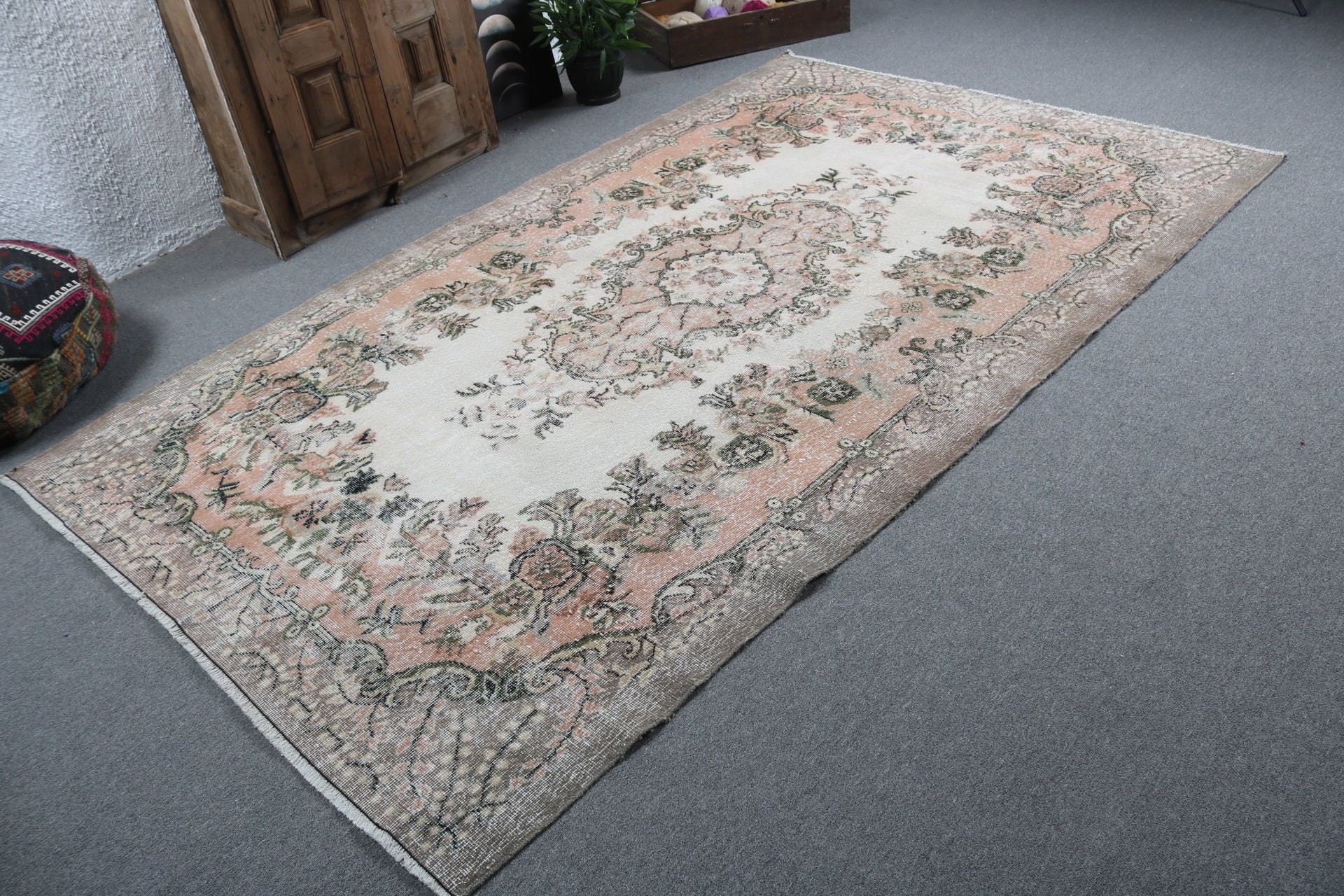 Türk Halısı, Büyük Oushak Halıları, 5,4x9,4 ft Büyük Halılar, Düz Dokuma Halı, Vintage Halılar, Aztek Halısı, Boho Halıları, Turuncu Lüks Halı, Büyük Boho Halısı