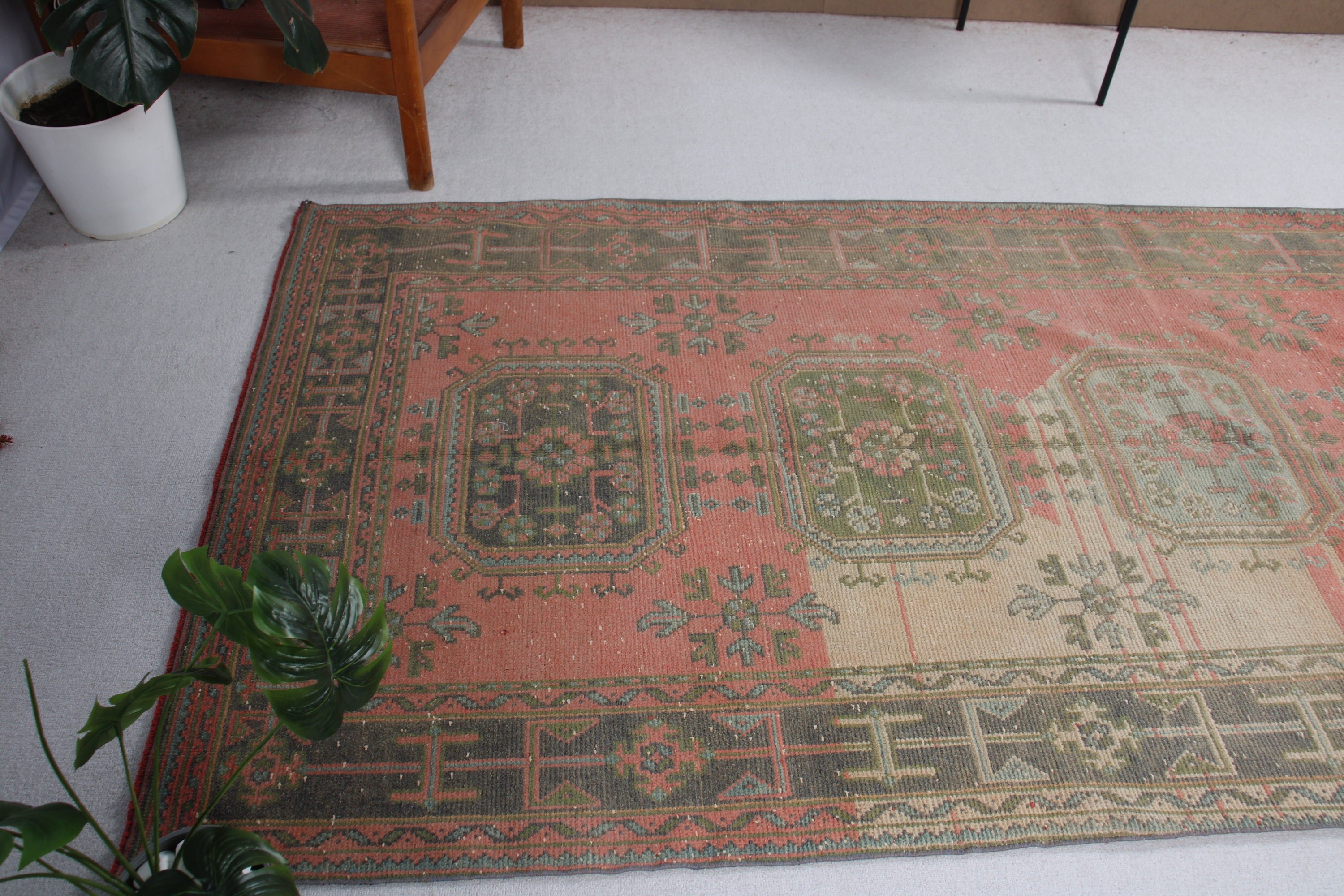 4.5x10.4 ft Large Rugs, Large Boho Rugs, Vintage Rugs, Aesthetic Rug, Pink Cool Rug, Luxury Rug, Dining Room Rugs, Wool Rug, Turkish Rug