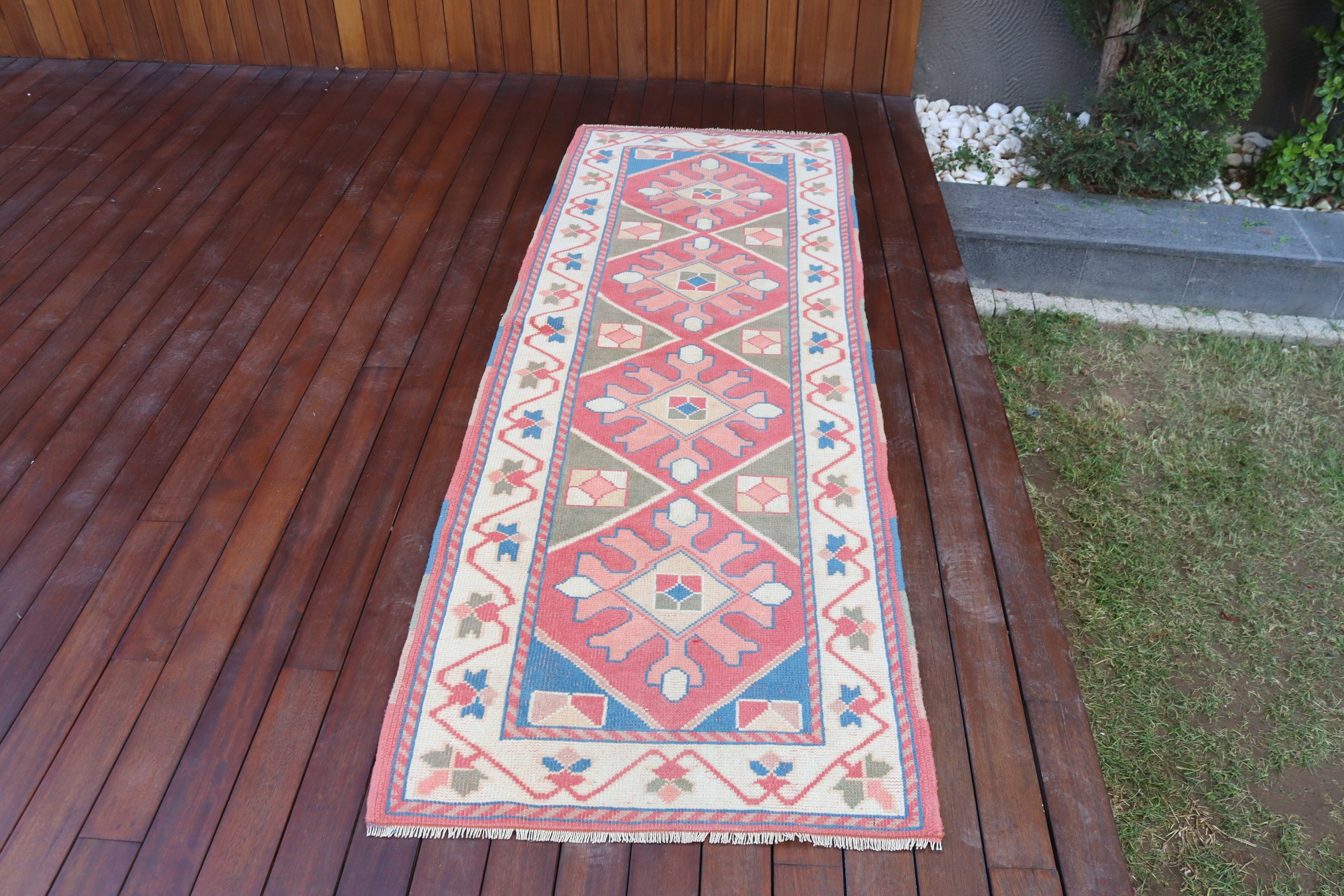 Mutfak Halısı, Vintage Halı, Pembe Ev Dekorasyonu Halıları, Oushak Halısı, Vintage Runner Halıları, 2.6x7.4 ft Runner Halıları, Koridor Halısı, Türk Halıları