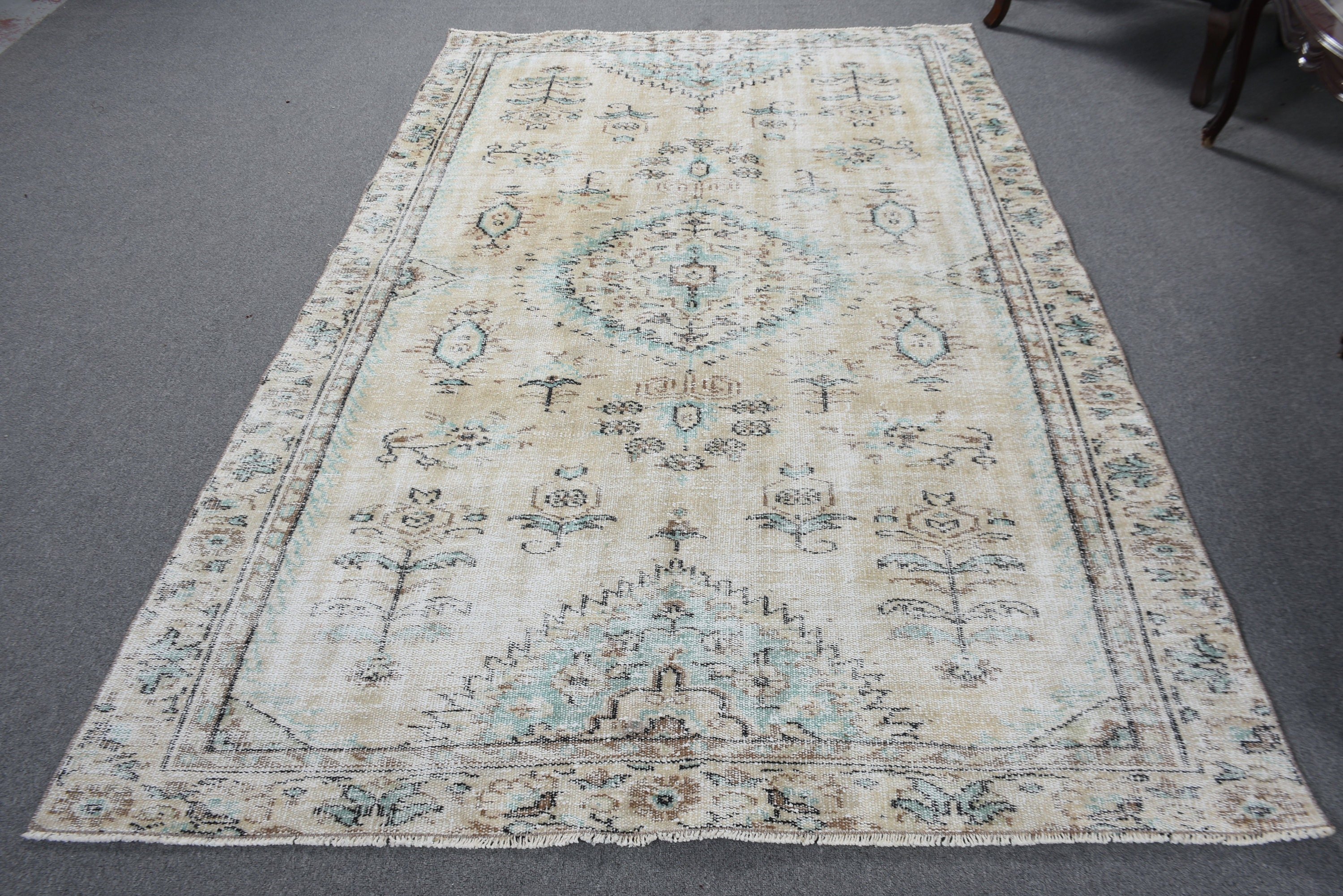 Vintage Halılar, Yatak Odası Halısı, 5,3x8,3 ft Büyük Halı, Büyük Boho Halısı, Beyaz Oryantal Halı, Aztek Halısı, Bildiri Halısı, Türk Halısı, Yemek Odası Halısı