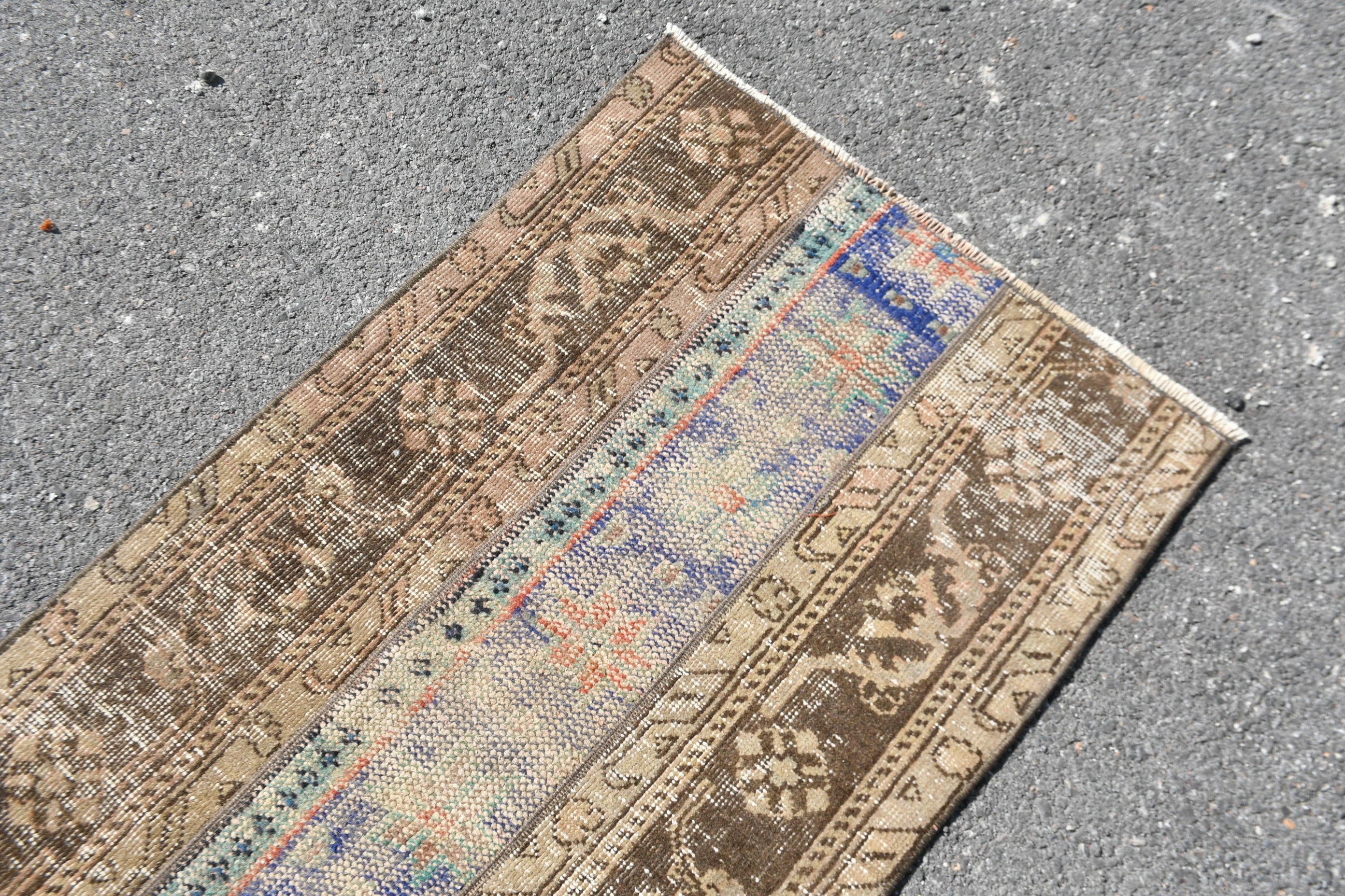 Vintage Rug, Rugs for Wall Hanging, 2.2x4.2 ft Small Rug, Bedroom Rug, Turkish Rugs, Kitchen Rugs, Brown Antique Rug