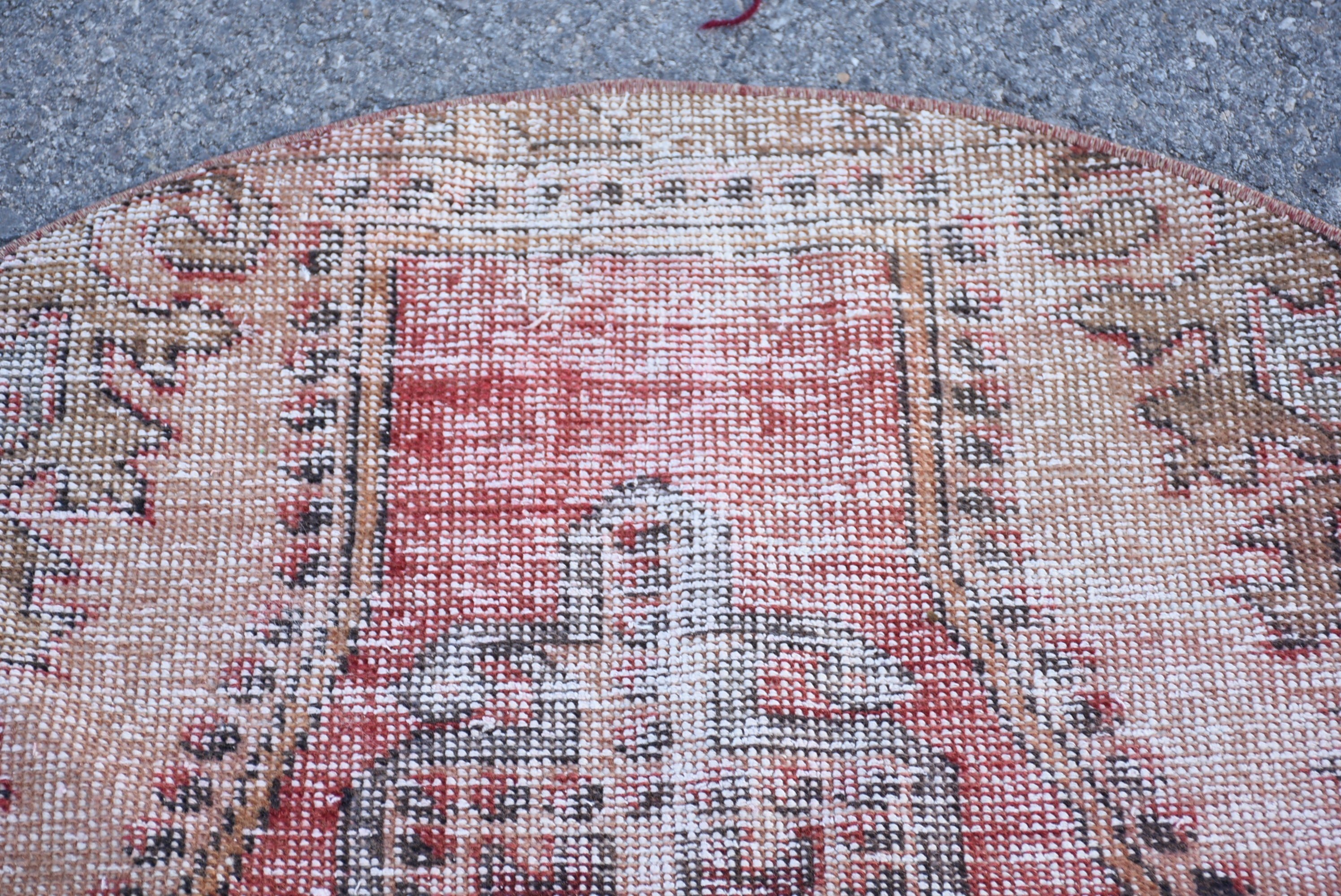 Anatolian Rug, Turkish Rug, Rugs for Door Mat, Nursery Rug, Red  3.4x3.4 ft Small Rug, Vintage Rug, Car Mat Rug