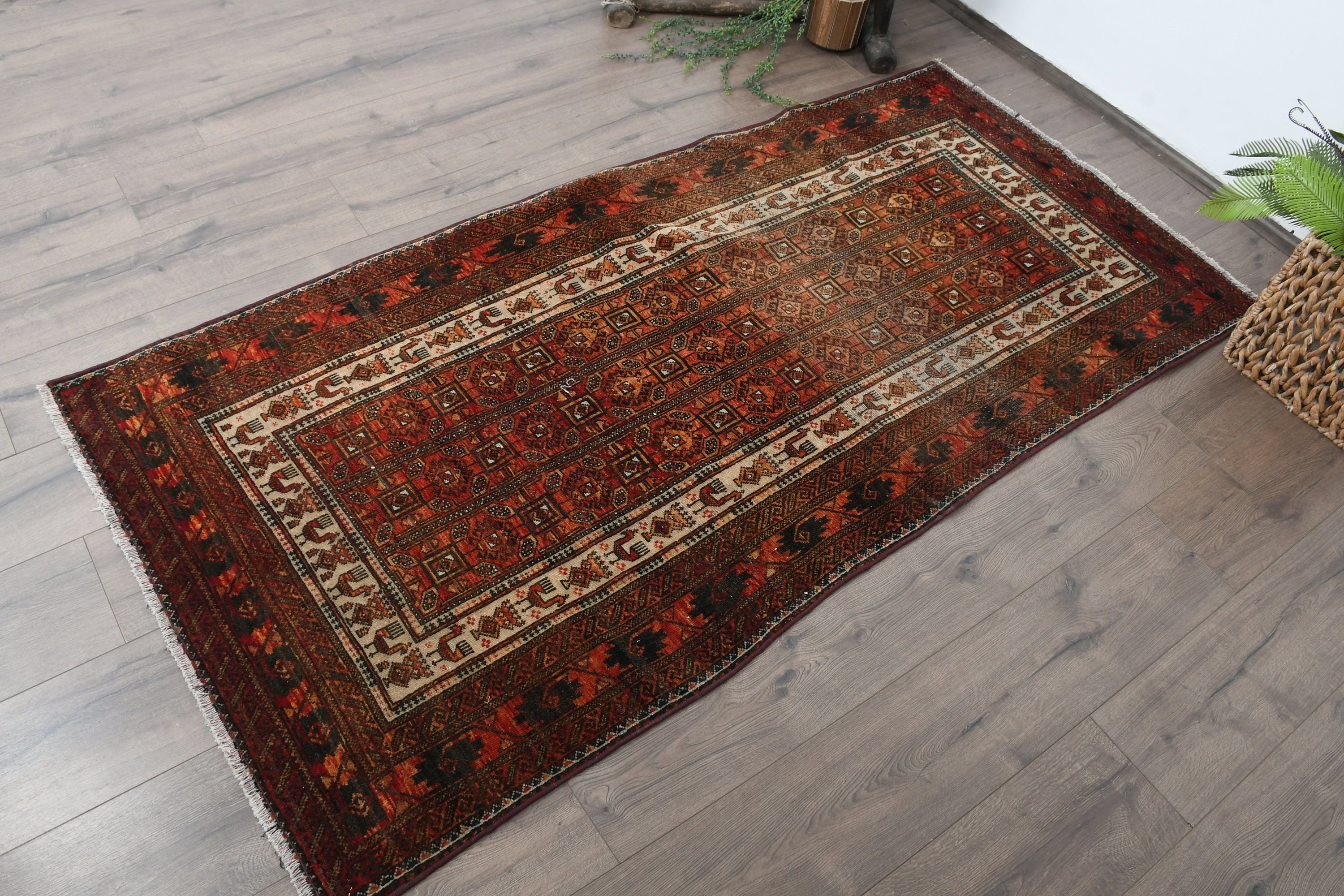 Entry Rug, Brown Cool Rugs, Vintage Rug, Bedroom Rug, Floor Rugs, 3.1x6.4 ft Accent Rugs, Turkish Rugs, Rugs for Kitchen, Anatolian Rugs