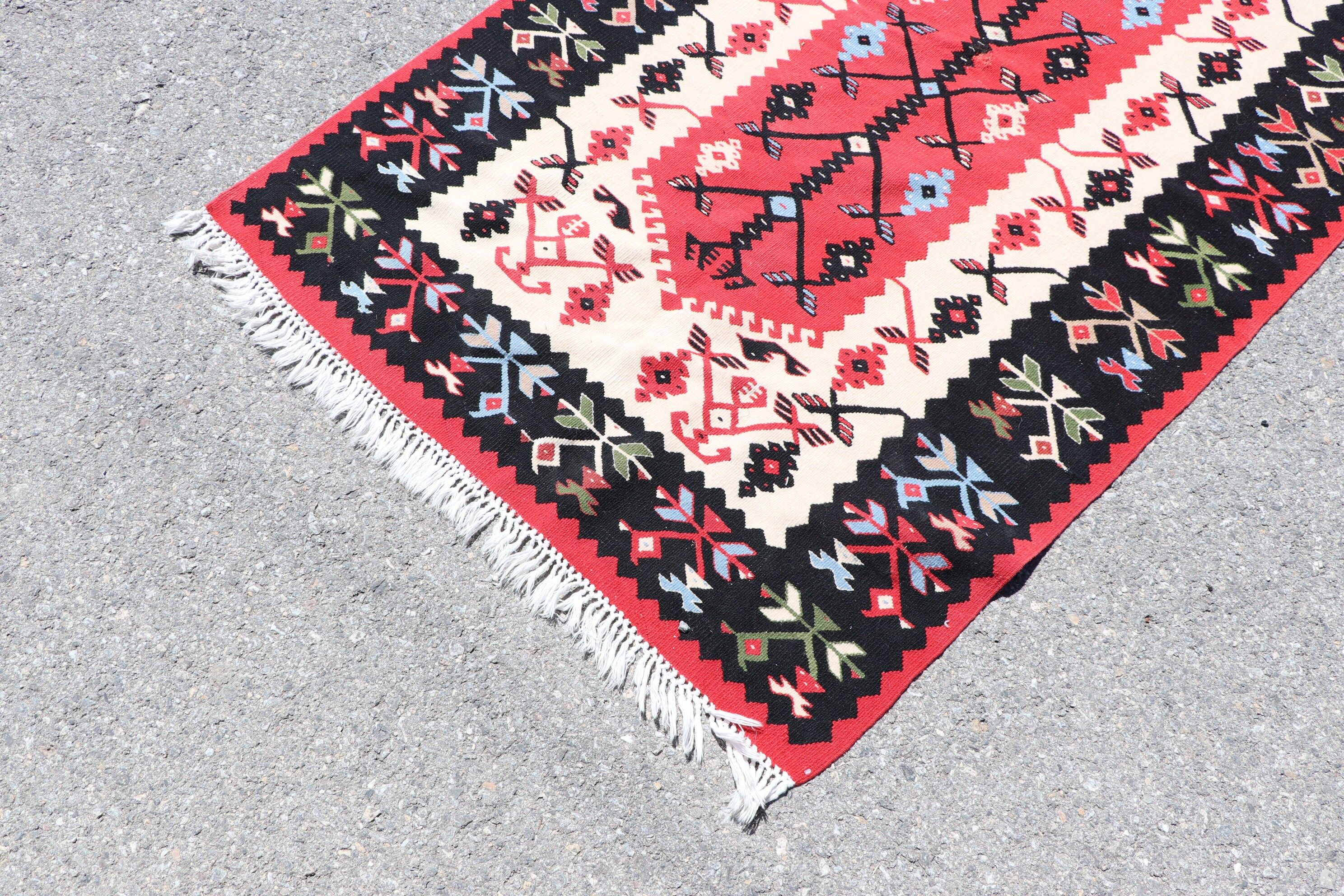 3.1x4.7 ft Small Rugs, White Floor Rugs, Wall Hanging Rug, Vintage Rug, Oushak Rug, Moroccan Rugs, Car Mat Rug, Kilim, Old Rug, Turkish Rug