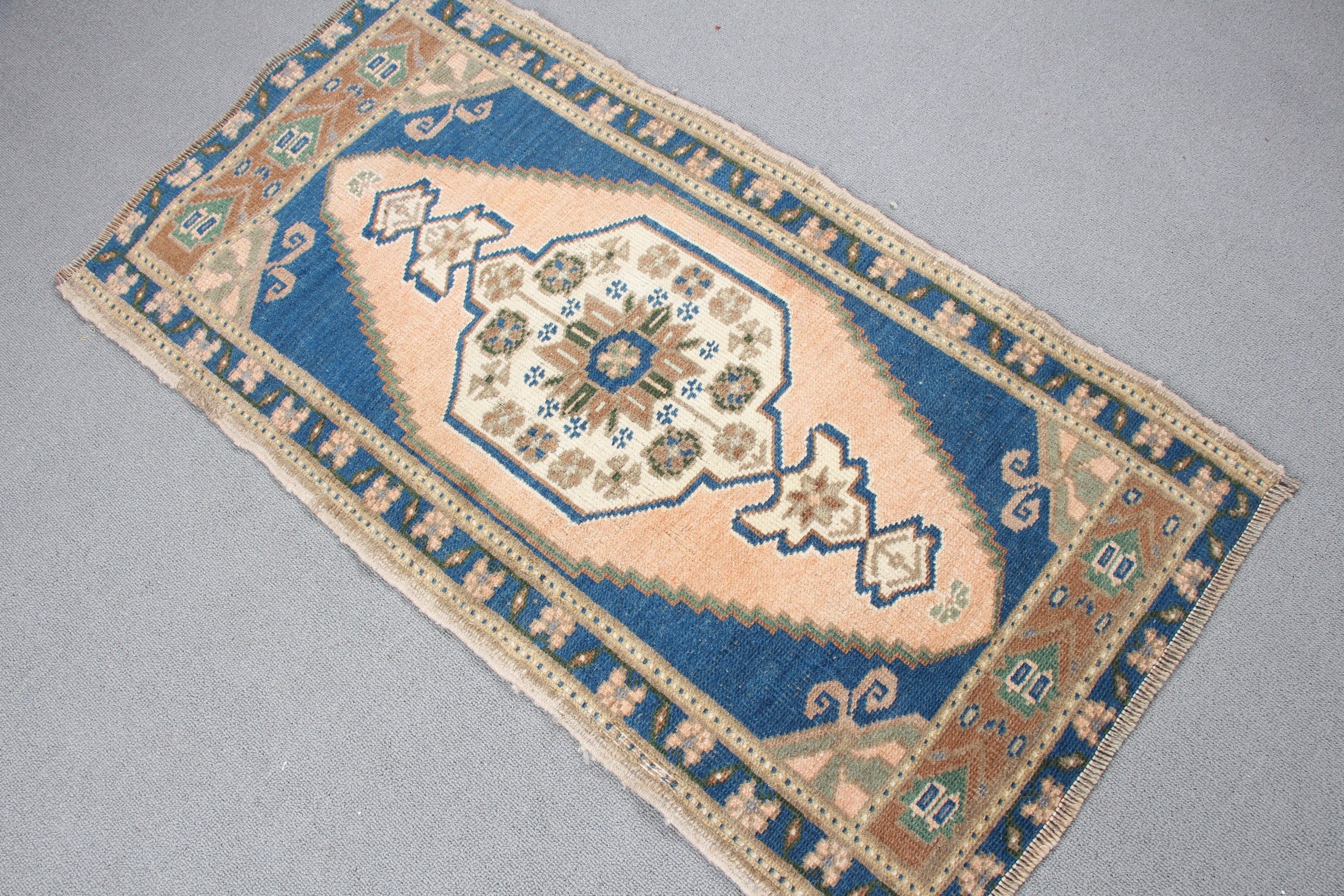 1.7x3.3 ft Small Rugs, Vintage Rug, Rugs for Kitchen, Nursery Rug, Hand Woven Rug, Turkish Rugs, Bedroom Rugs, Blue Cool Rugs