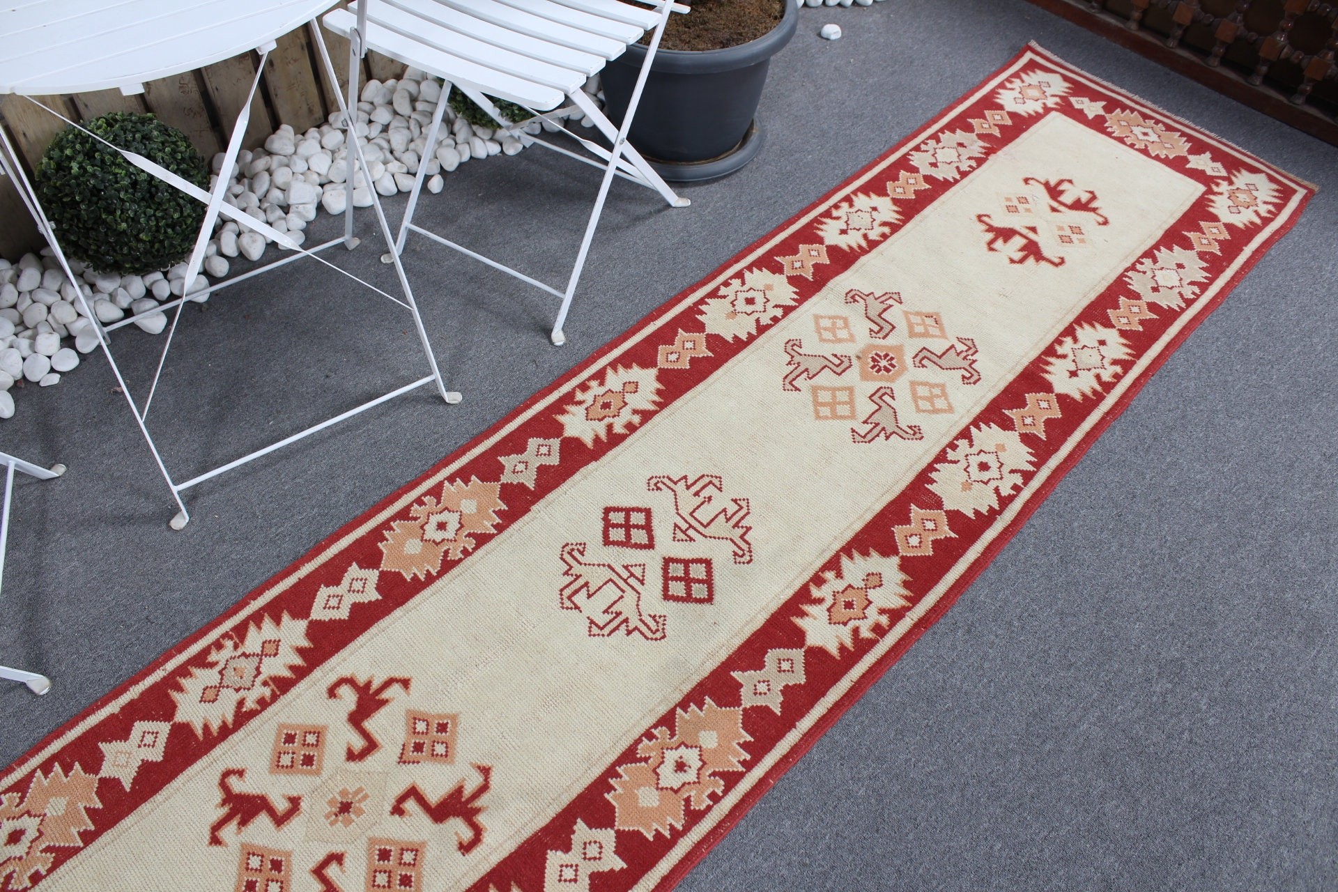 Bej Fas Halısı, Mutfak Halıları, Türk Halısı, Merdiven Halısı, Eski Halılar, 2,2x13,9 ft Runner Halısı, Yatak Odası Halıları, Vintage Halı, Oryantal Halı