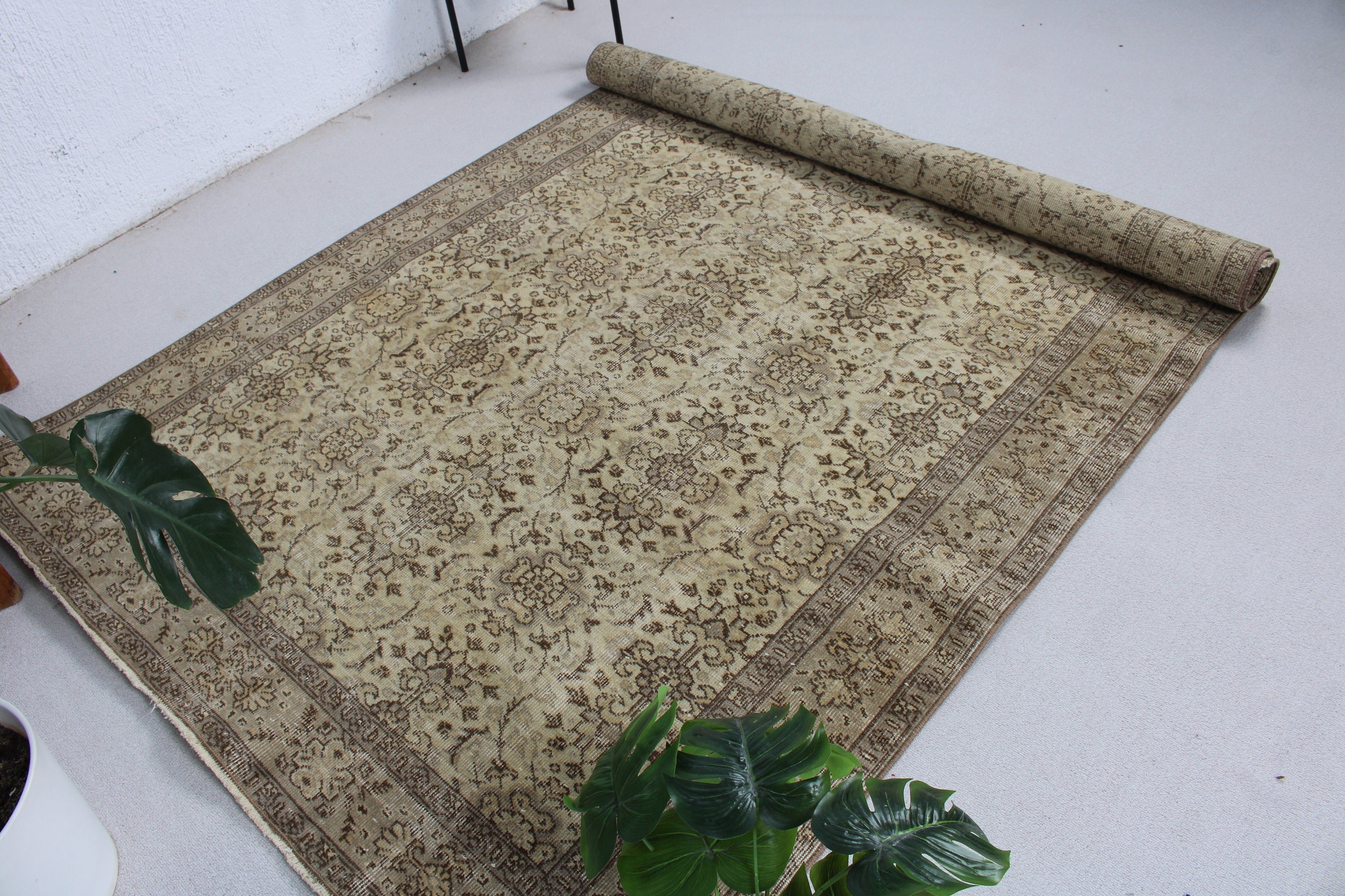 Yatak Odası Halısı, Bej Düz Dokuma Halı, Oturma Odası Halıları, Türk Halısı, Ev Dekor Halısı, 5.5x8.8 ft Büyük Halı, Vintage Halı, Oturma Odası Halısı