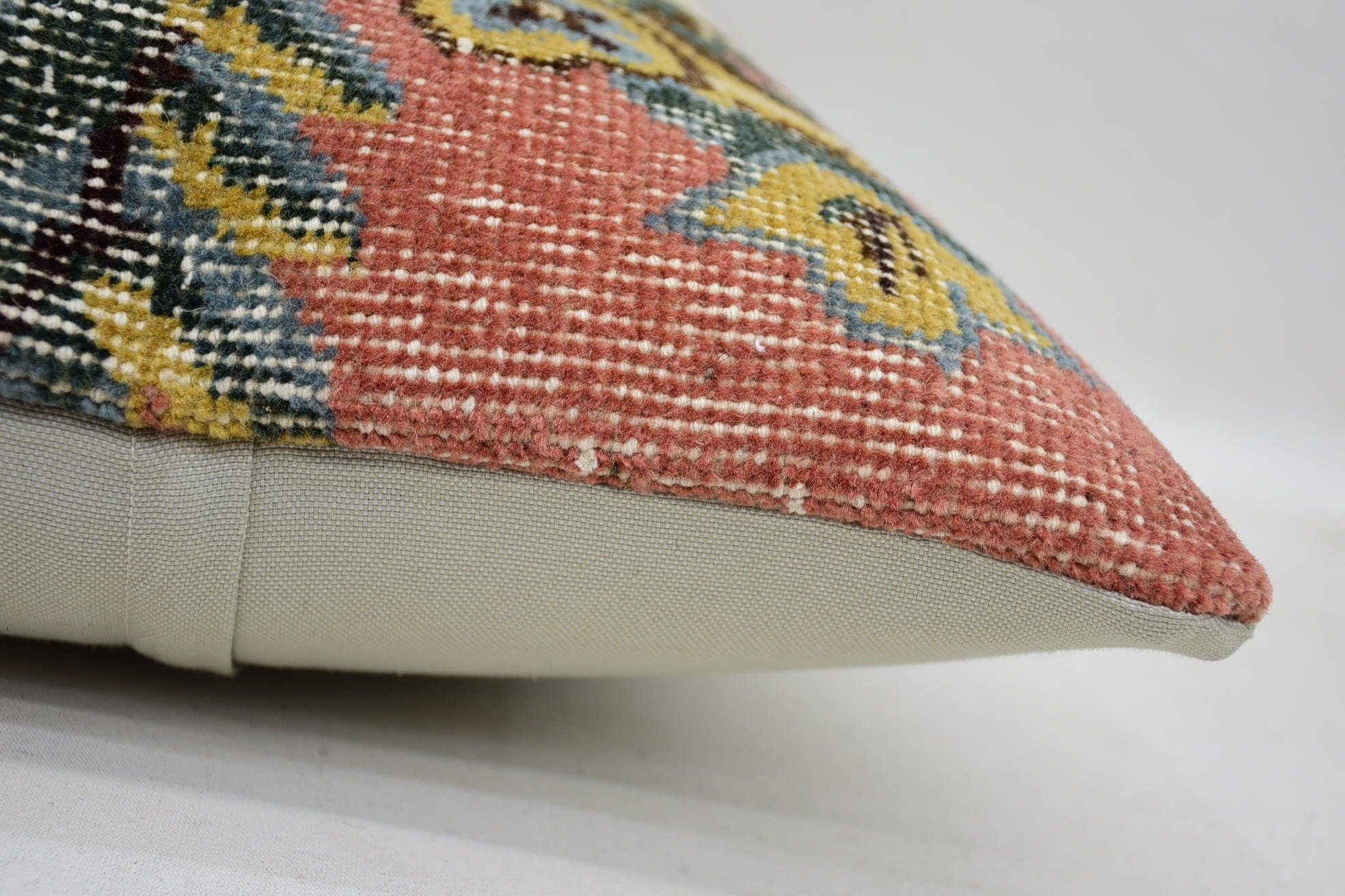 Boho Pillow, 16"x24" Beige Pillow Case, Turkish Kilim Pillow, Ethnic Pillow Cover Cushion Case, Sofa Bolster Pillow, Pillow for Couch