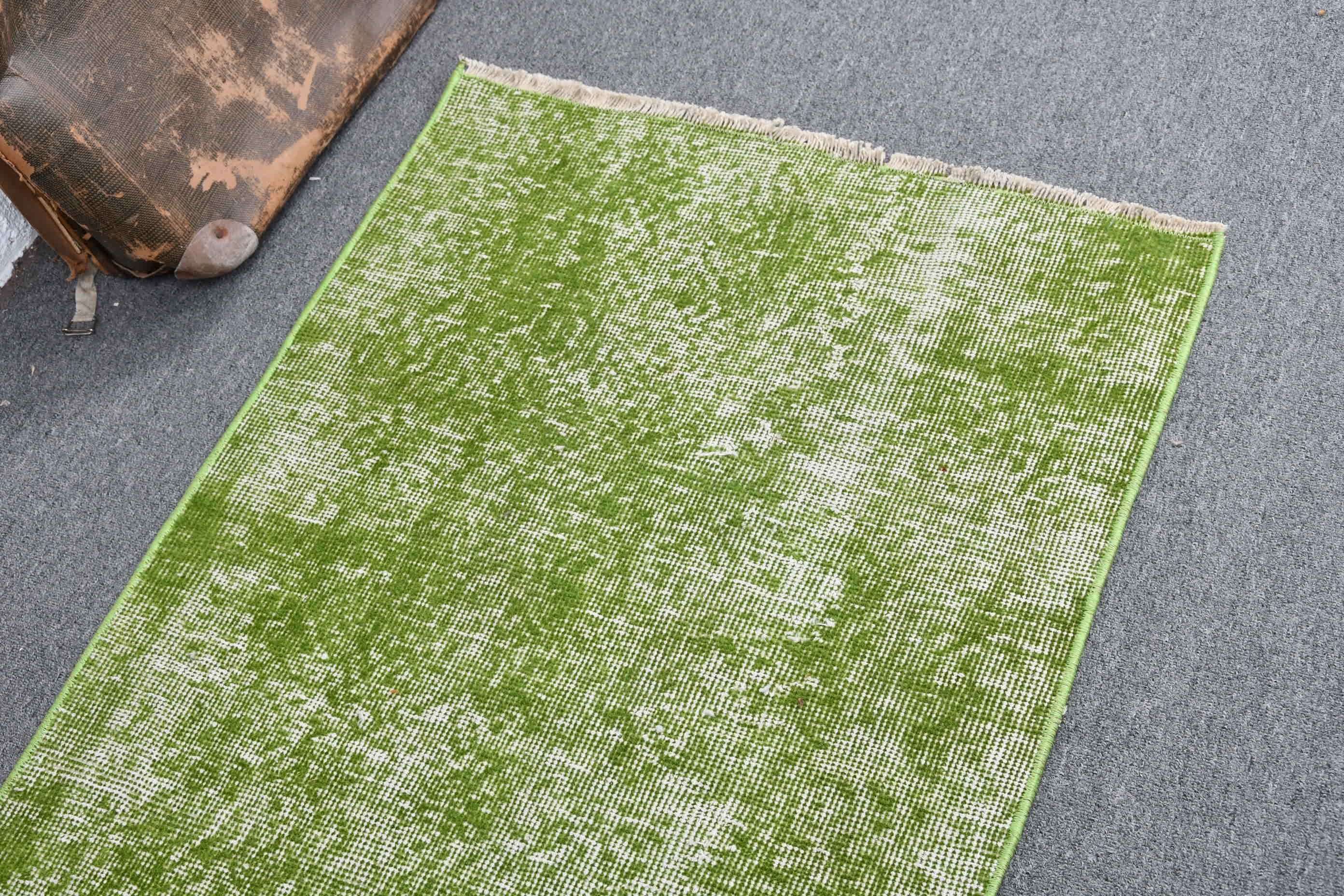 Turkish Rug, Bedroom Rugs, Rugs for Kitchen, Wool Rug, Vintage Rugs, Anatolian Rug, Green  2.3x3.3 ft Small Rugs, Car Mat Rug