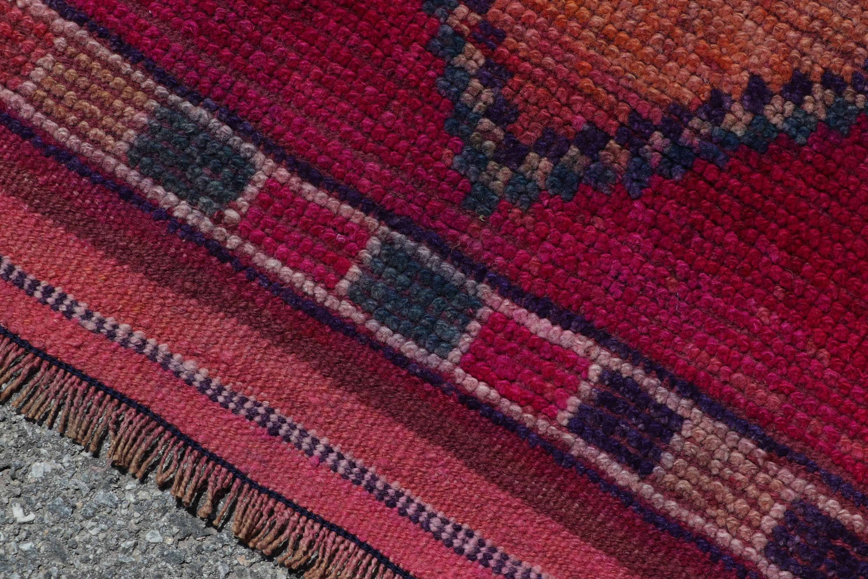 Kitchen Rugs, Pink Cool Rugs, Hand Woven Rugs, 3.1x12.6 ft Runner Rugs, Vintage Rug, Moroccan Rug, Hallway Rug, Turkish Rug