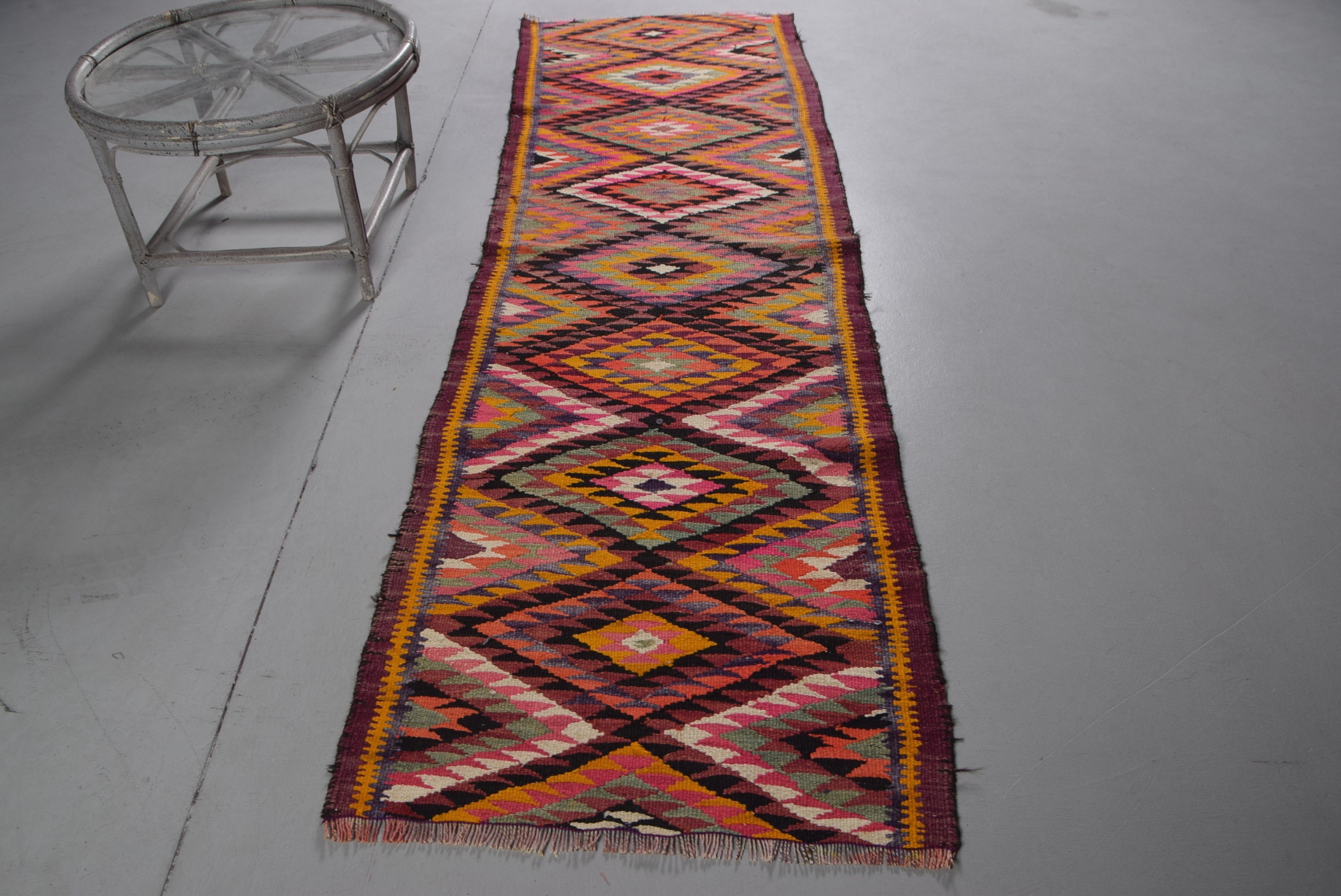 Rainbow Moroccan Rugs, Turkish Rug, Kitchen Rug, Corridor Rug, Vintage Rug, 2.8x9.3 ft Runner Rugs, Bedroom Rug, Aztec Rug