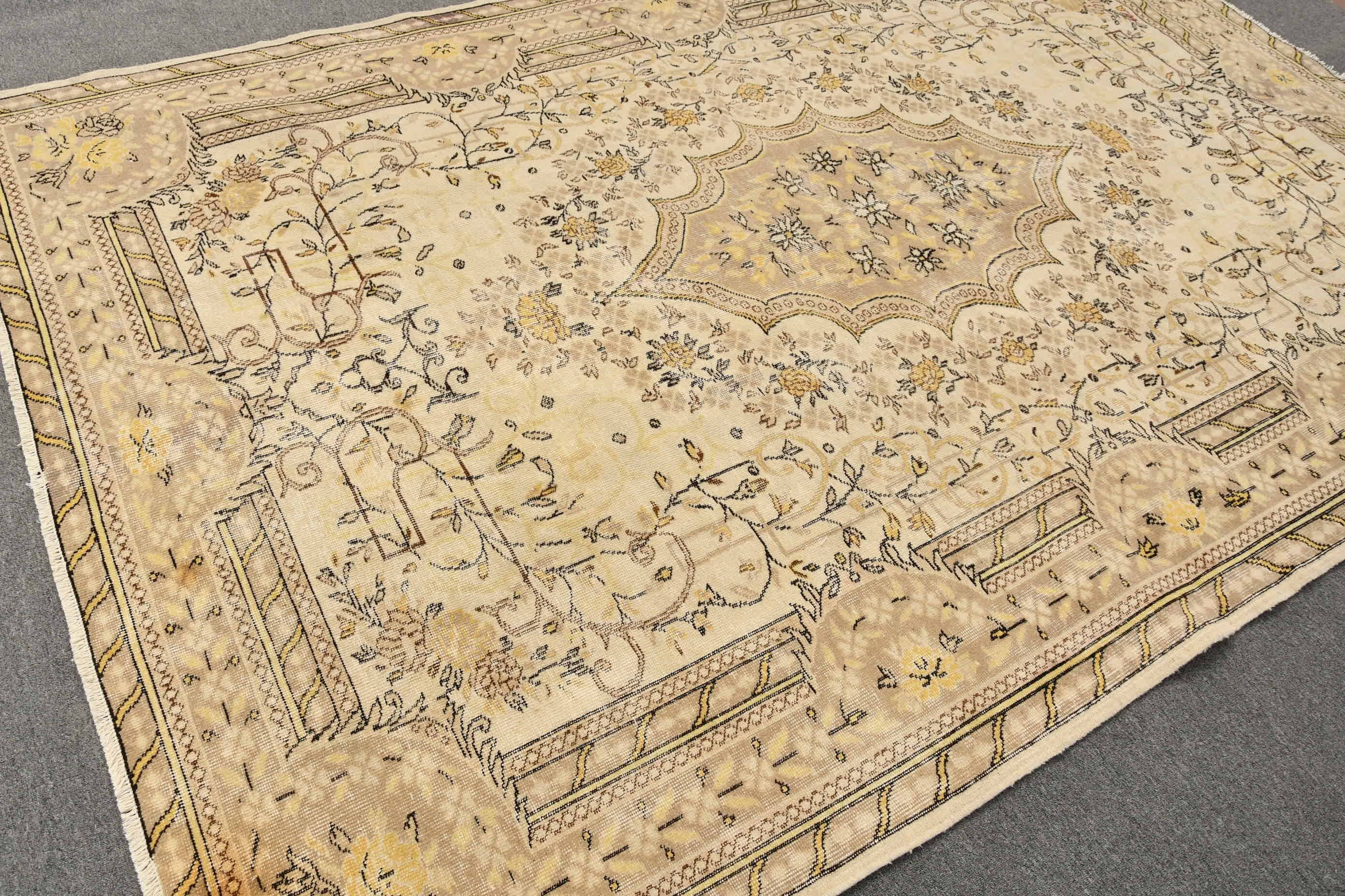 Cool Rug, Living Room Rug, Beige Kitchen Rug, Vintage Rugs, Rugs for Salon, 7.2x10.7 ft Oversize Rug, Oushak Rug, Salon Rugs, Turkish Rug