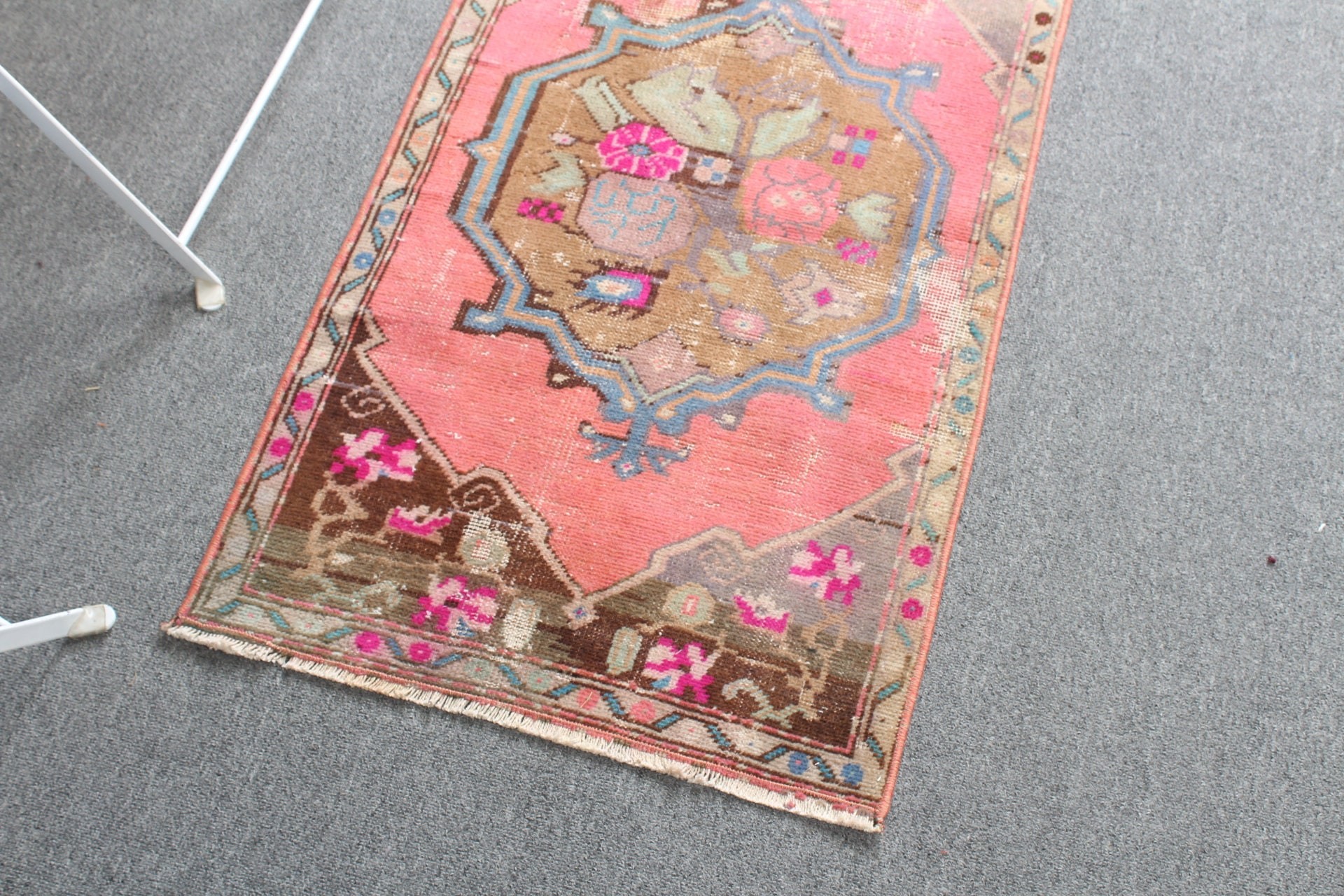 Vintage Halı, Pembe Yer Halısı, Yatak Odası Halısı, Türk Halısı, Özel Halı, Banyo Halısı, 1.7x3.1 ft Küçük Halı, Duvar Asılı Halı