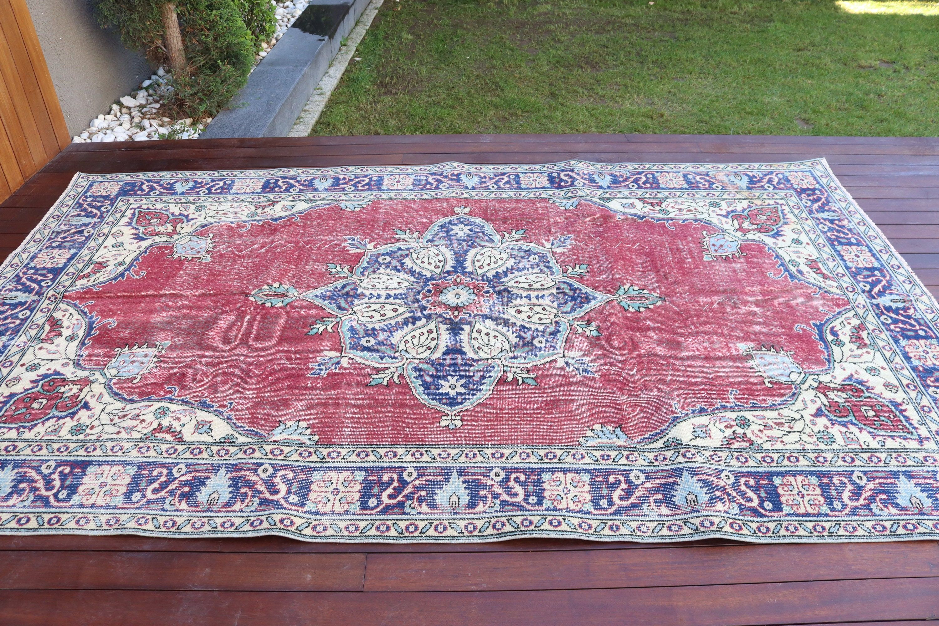 Outdoor Rugs, Oriental Rugs, 5.9x9.5 ft Large Rug, Large Boho Rug, Dining Room Rugs, Turkish Rugs, Red Luxury Rugs, Floor Rug, Vintage Rug