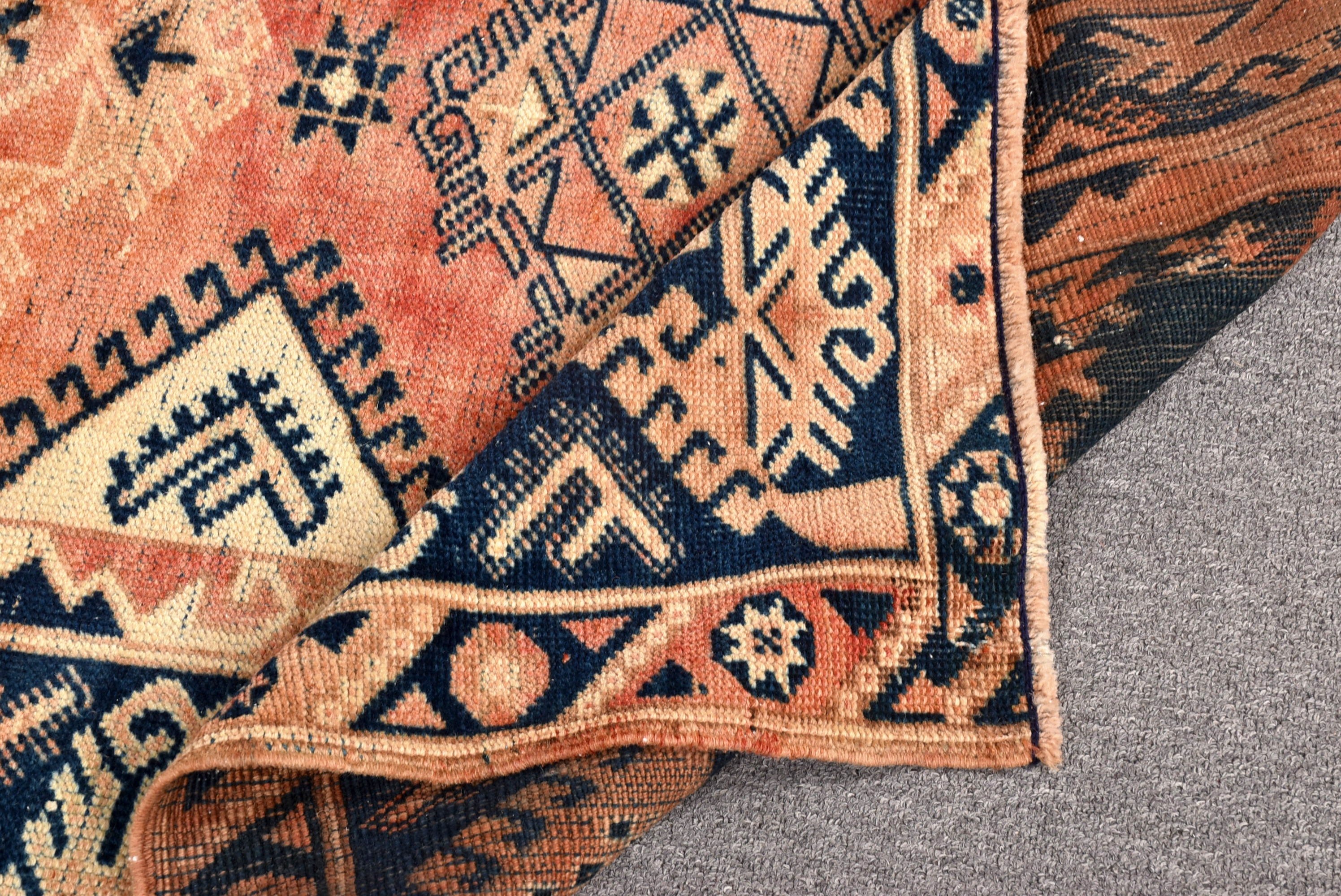 Orange Geometric Rugs, 3.8x5.5 ft Accent Rugs, Vintage Rugs, Boho Rug, Nursery Rug, Moroccan Rug, Kitchen Rug, Turkish Rugs, Geometric Rug