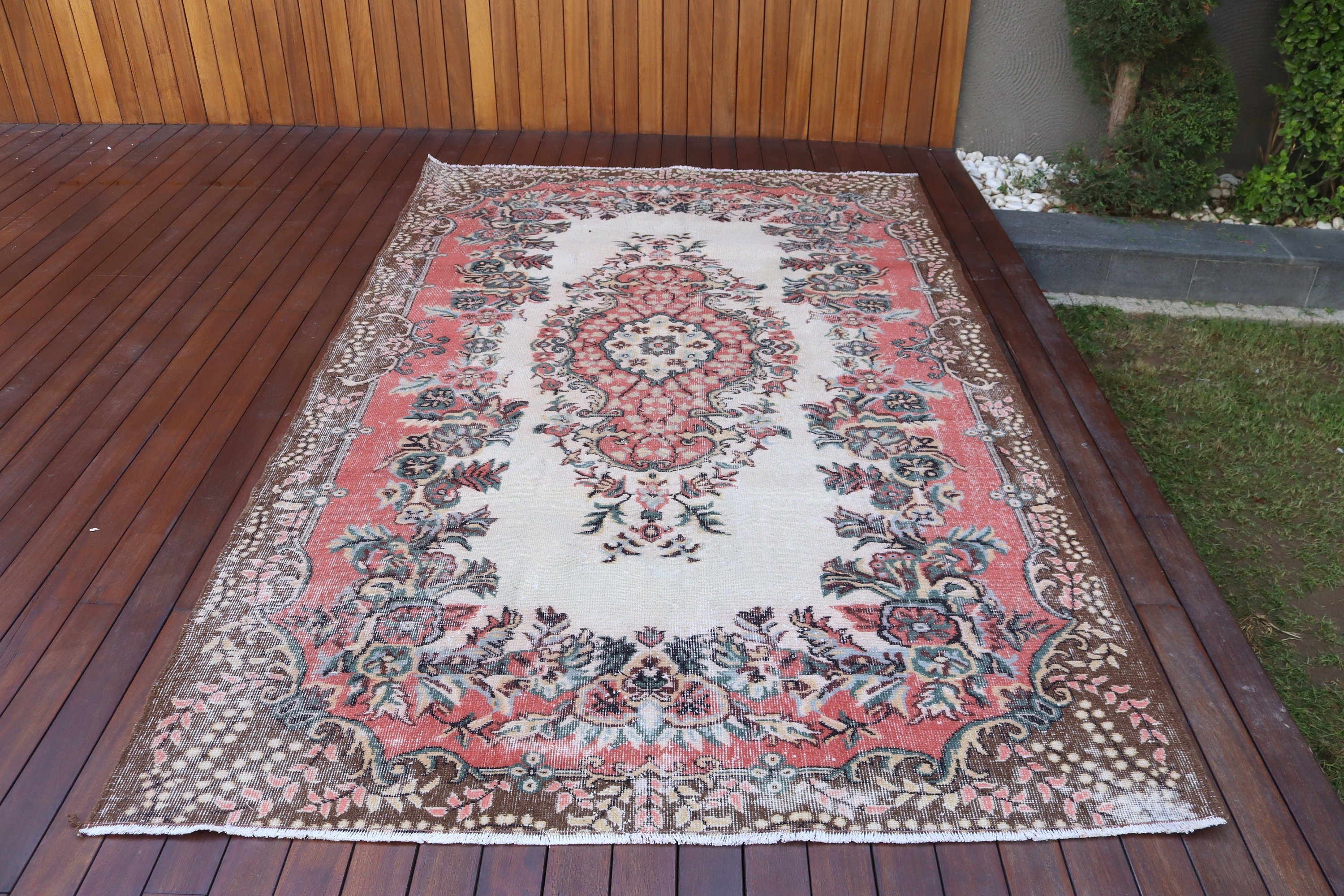 Bej Düz Dokuma Halı, Antika Halılar, 5.6x9.3 ft Büyük Halı, Vintage Halı, Anadolu Halıları, Yemek Odası Halıları, Kabile Halıları, Türk Halısı, Salon Halısı