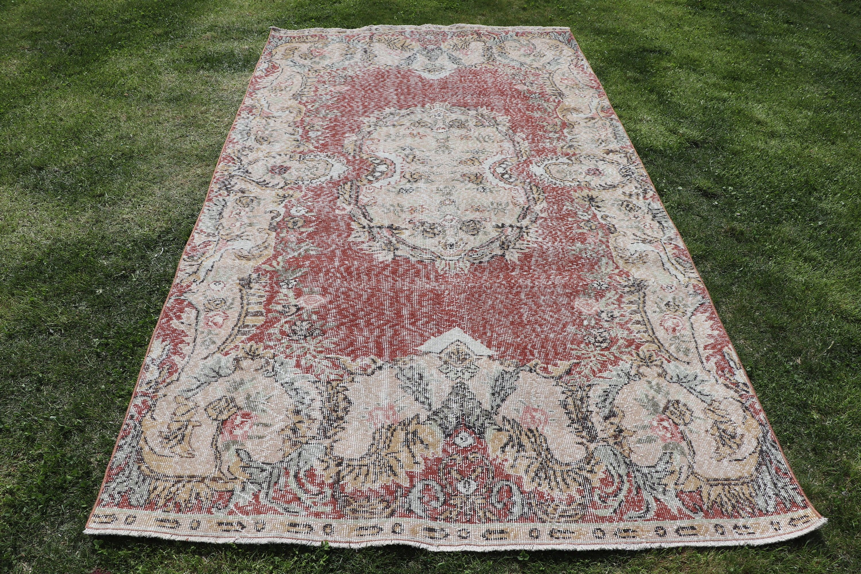 Kırmızı Nötr Halılar, Türk Halısı, Yer Halıları, Büyük Vintage Halı, Vintage Halı, Fas Halısı, 5.1x9.3 ft Büyük Halı, Yatak Odası Halısı, Dış Mekan Halısı