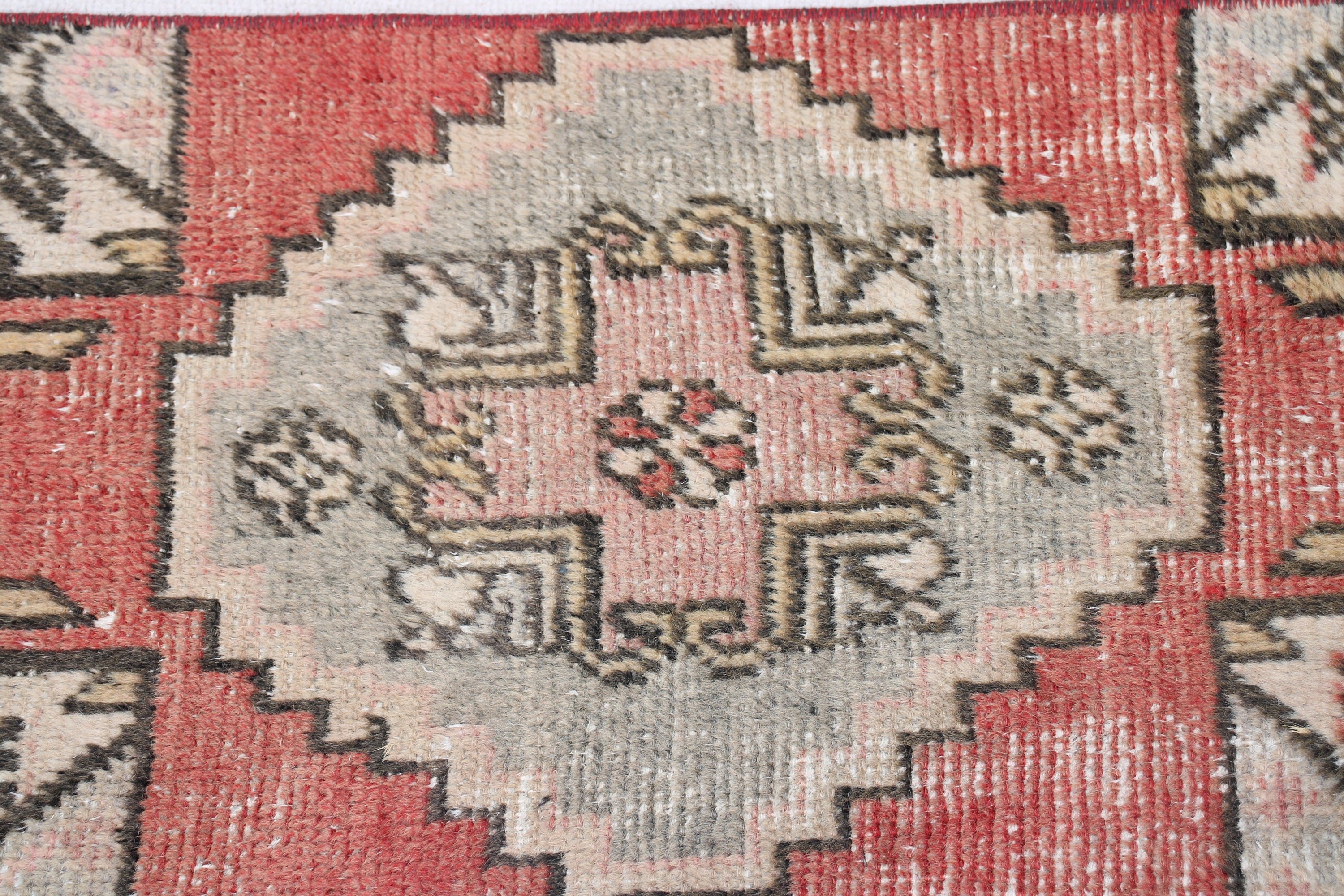 Anatolian Rugs, Vintage Rugs, Red Wool Rug, Rugs for Bath, 1.2x3.1 ft Small Rugs, Small Vintage Rug, Luxury Rug, Turkish Rugs, Bath Rugs