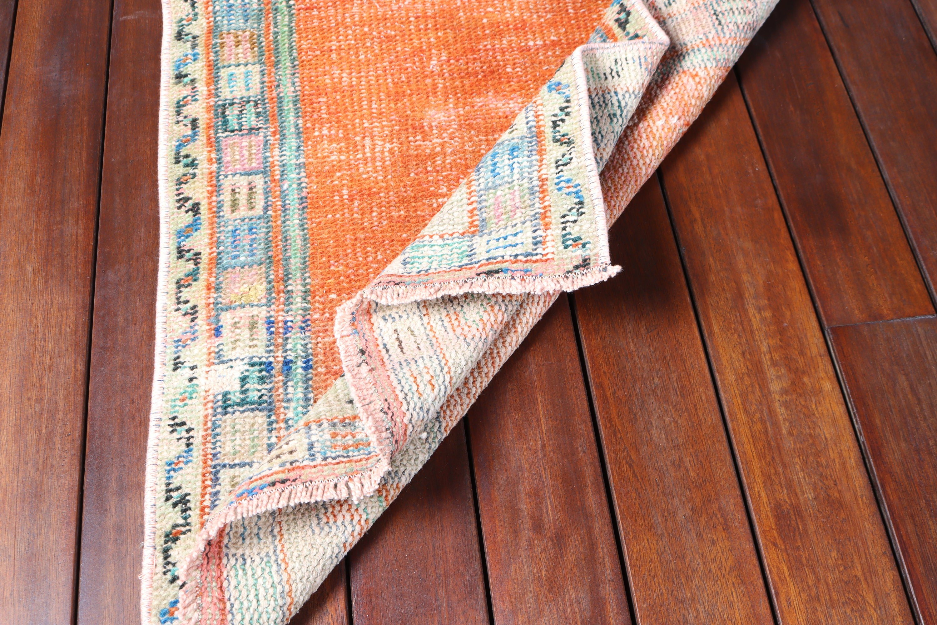 Orange Home Decor Rug, Statement Rug, Kitchen Rug, 2x4.2 ft Small Rug, Modern Rugs, Office Rugs, Vintage Rug, Turkish Rug, Car Mat Rugs