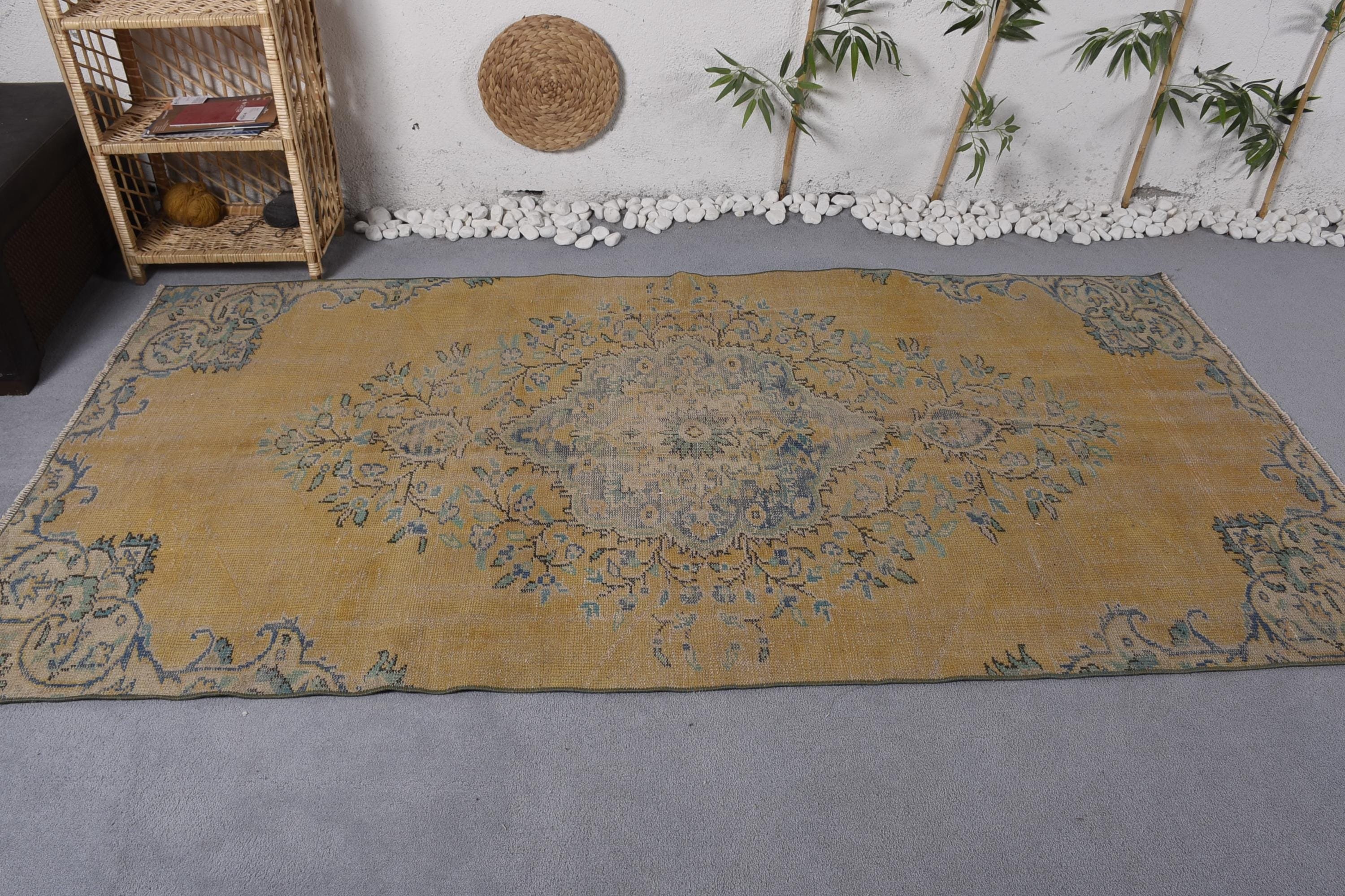 Geometrik Halılar, Mutfak Halıları, Türk Halıları, Vintage Halılar, Turuncu Antika Halı, 4,4x8,5 ft Alan Halıları, Ev Dekorasyonu Halıları, Boho Alan Halısı