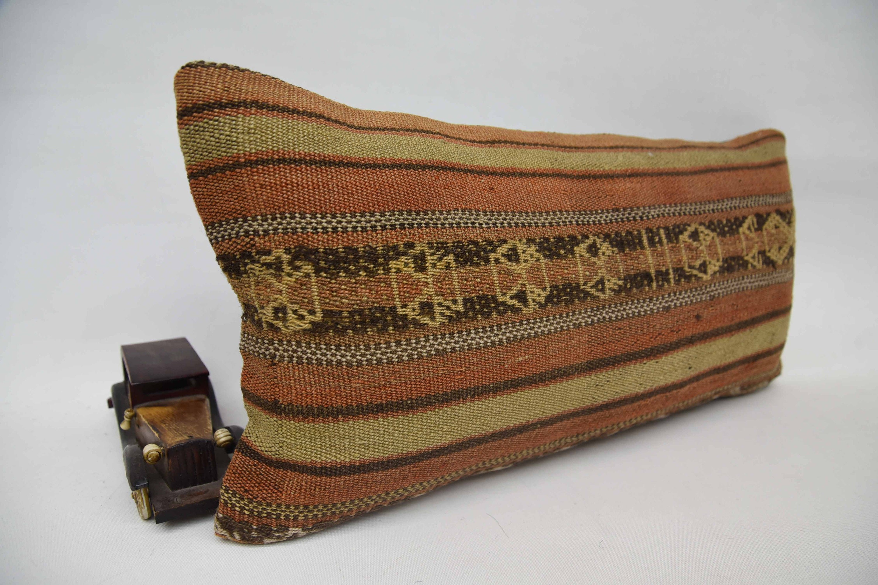 Interior Designer Pillow, 12"x24" Orange Cushion, Handmade Kilim Cushion, Colorful Cushion Cover, Retro Pillow Cover, Pillow for Couch