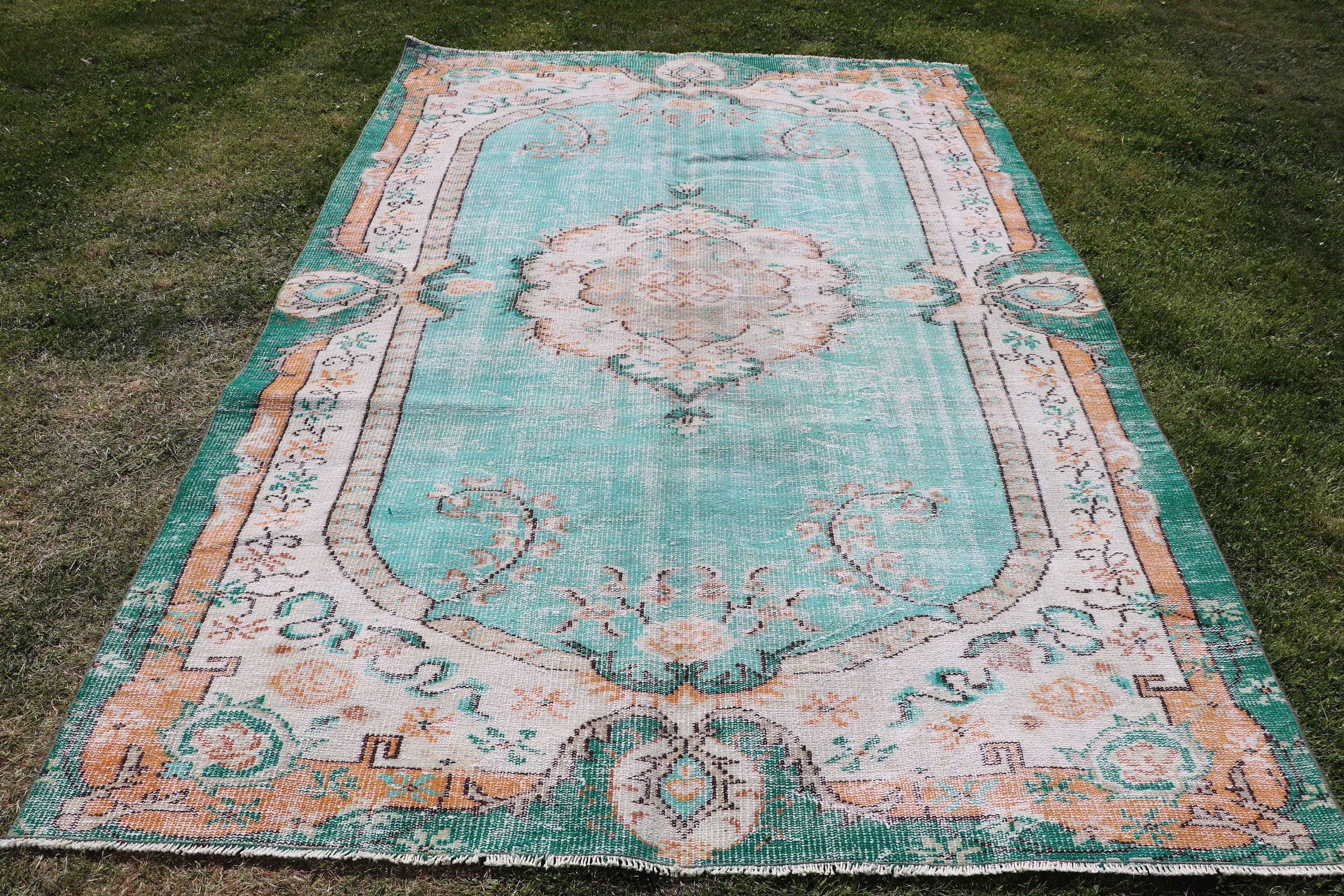 Large Boho Rugs, Large Vintage Rugs, Handwoven Rugs, Vintage Rugs, Green Statement Rugs, Neutral Rug, Turkish Rug, 5.7x8.6 ft Large Rugs