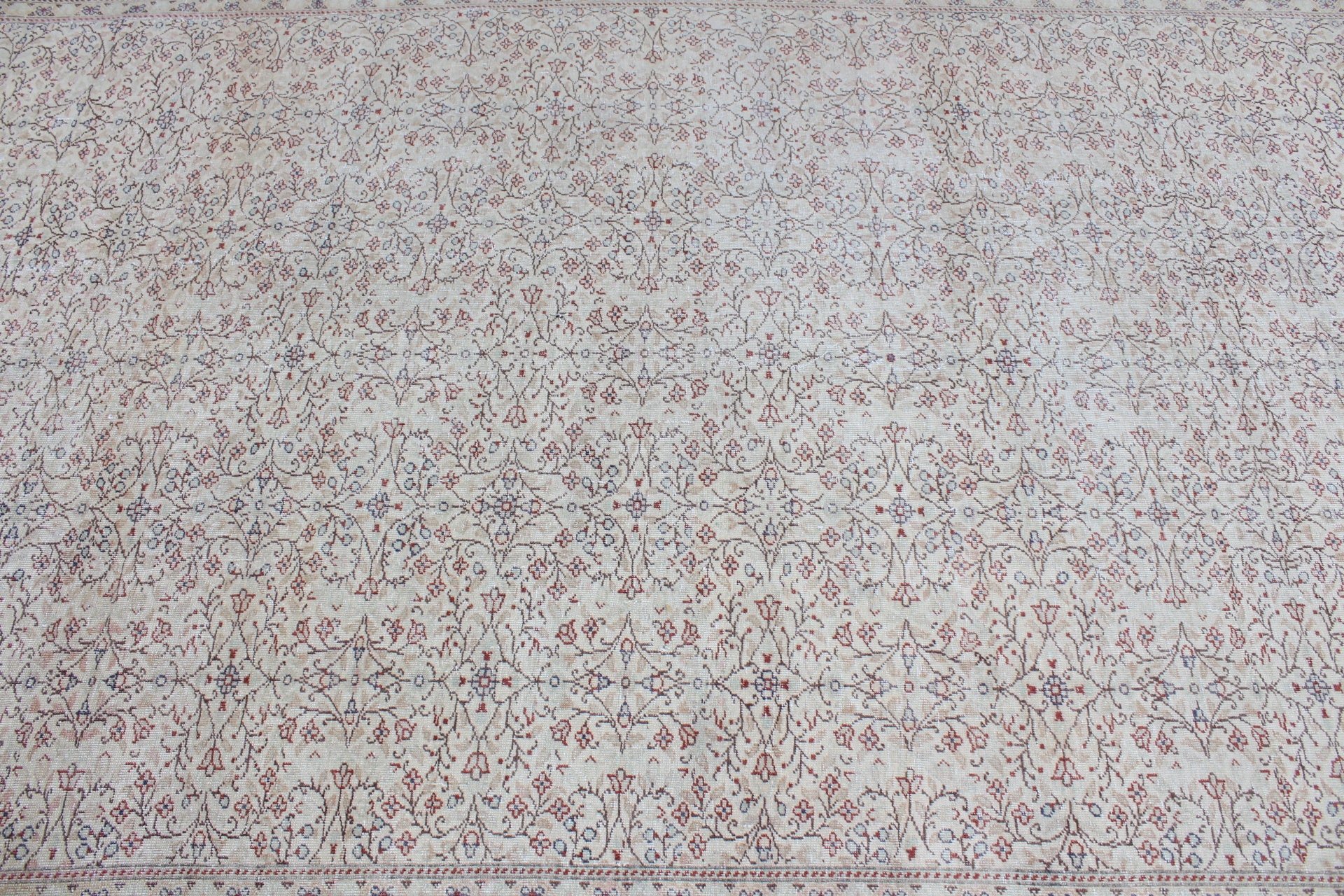 Yatak Odası Halısı, Oturma Odası Halıları, Vintage Halı, 6.3x9.4 ft Büyük Halı, Fas Halısı, Aztek Halıları, Bej Oushak Halısı, Türk Halıları