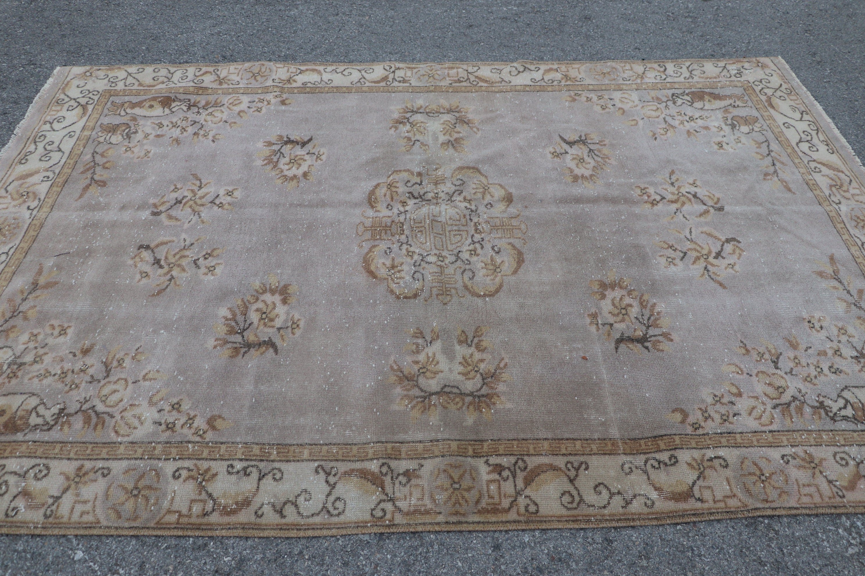 Vintage Halılar, Yün Halı, 5,6x8,6 ft Büyük Halı, Fas Halıları, Retro Halı, Türk Halısı, Kahverengi Oryantal Halılar, Oturma Odası Halısı, Yemek Odası Halısı