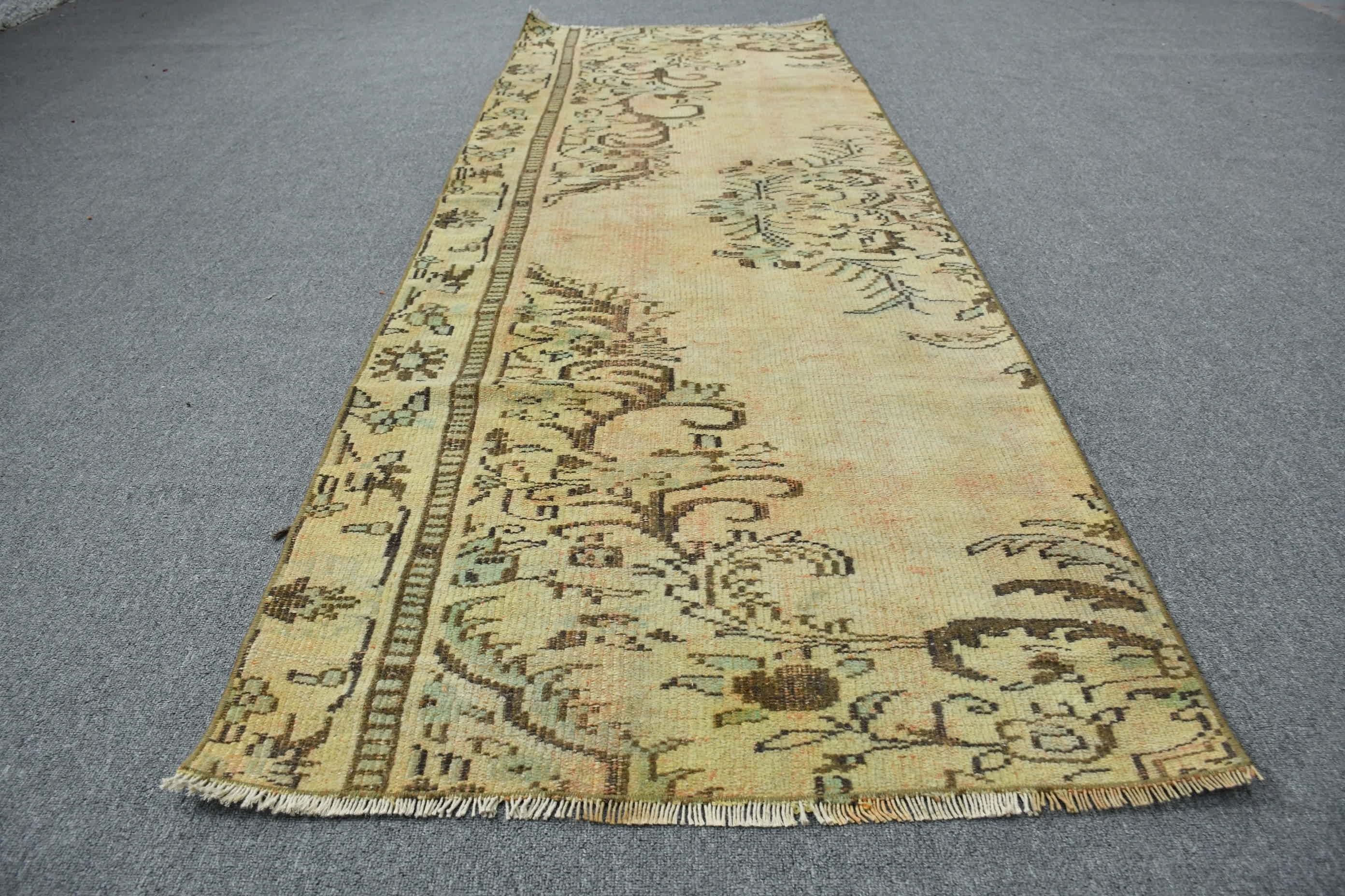 Green Cool Rug, Vintage Rug, 2.9x8.1 ft Runner Rugs, Rugs for Hallway, Bedroom Rug, Turkish Rug, Stair Rugs, Corridor Rug, Oushak Rugs