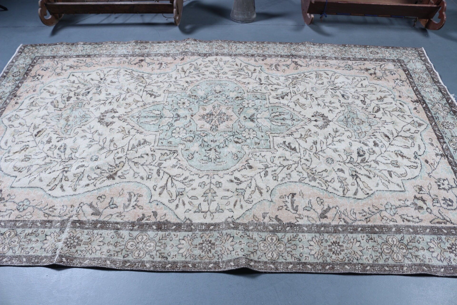 Doğal Halı, Yemek Odası Halısı, Antika Halı, Yün Halılar, Bej 5.6x9.2 ft Büyük Halılar, Yatak Odası Halısı, Vintage Halı, Türk Halıları