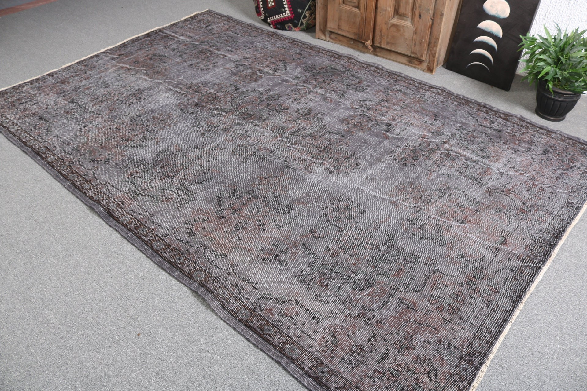 Flatweave Rug, Bedroom Rugs, Gray Flatweave Rugs, Large Vintage Rug, Vintage Rugs, Turkish Rug, 6x9.4 ft Large Rugs, Home Decor Rug