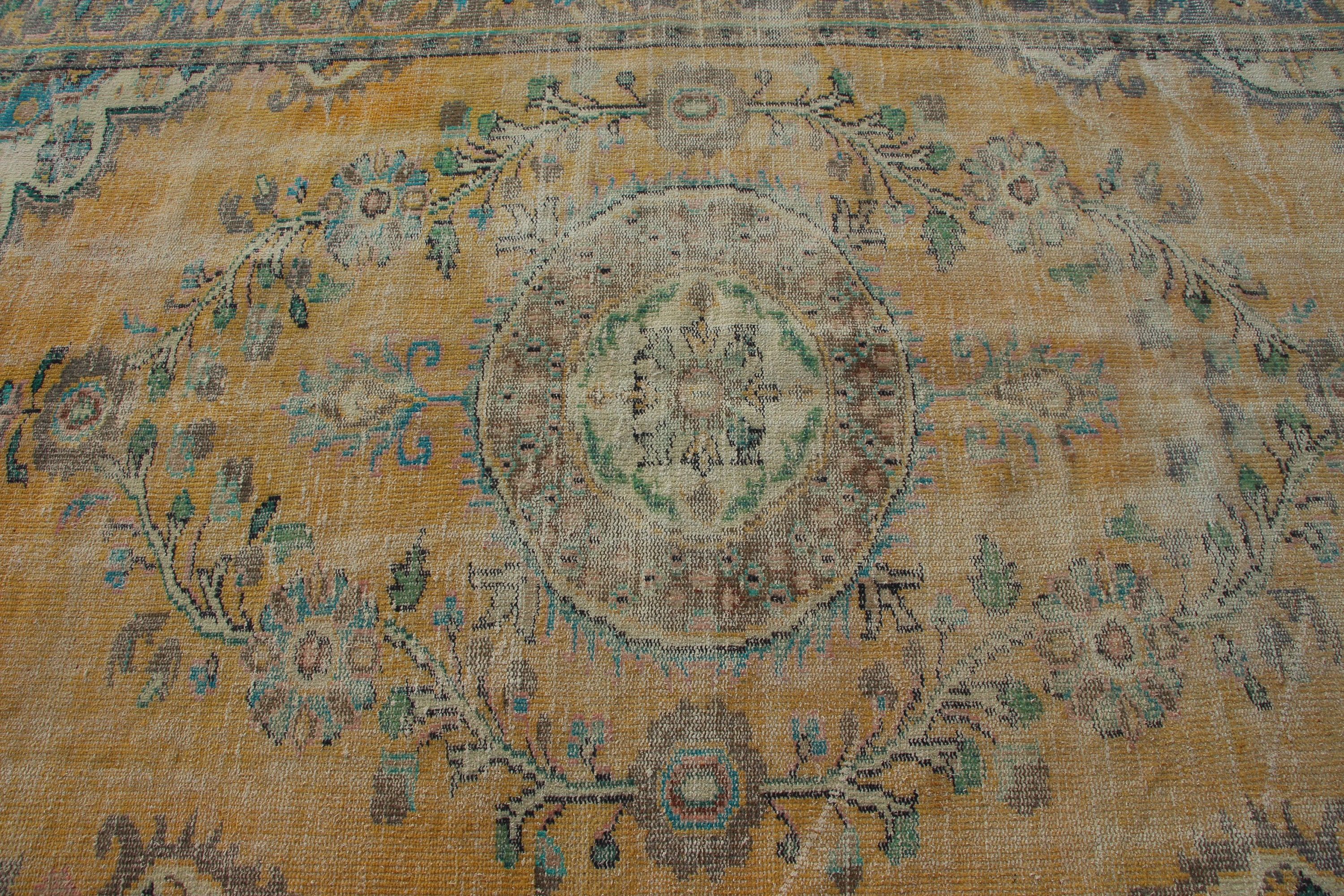 Turkish Rugs, Living Room Rugs, Rugs for Living Room, Yellow Wool Rug, Bedroom Rugs, 5.6x9.2 ft Large Rug, Vintage Rug, Antique Rug