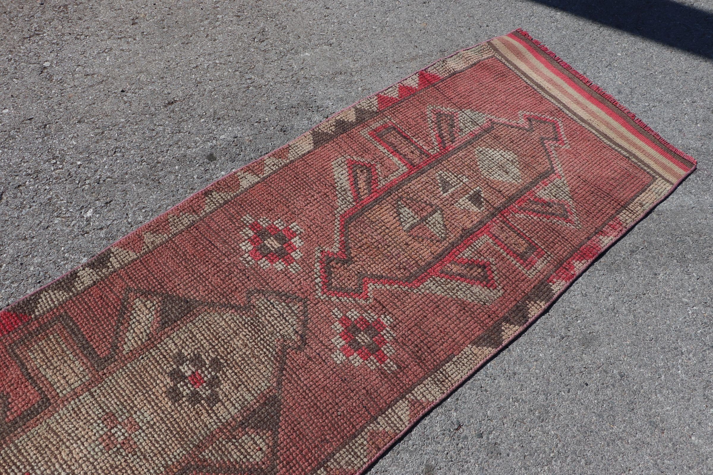 Rugs for Runner, Hallway Rug, Oriental Rug, Vintage Rug, Turkish Rug, Red  2.7x11.1 ft Runner Rug, Eclectic Rugs, Wool Rug